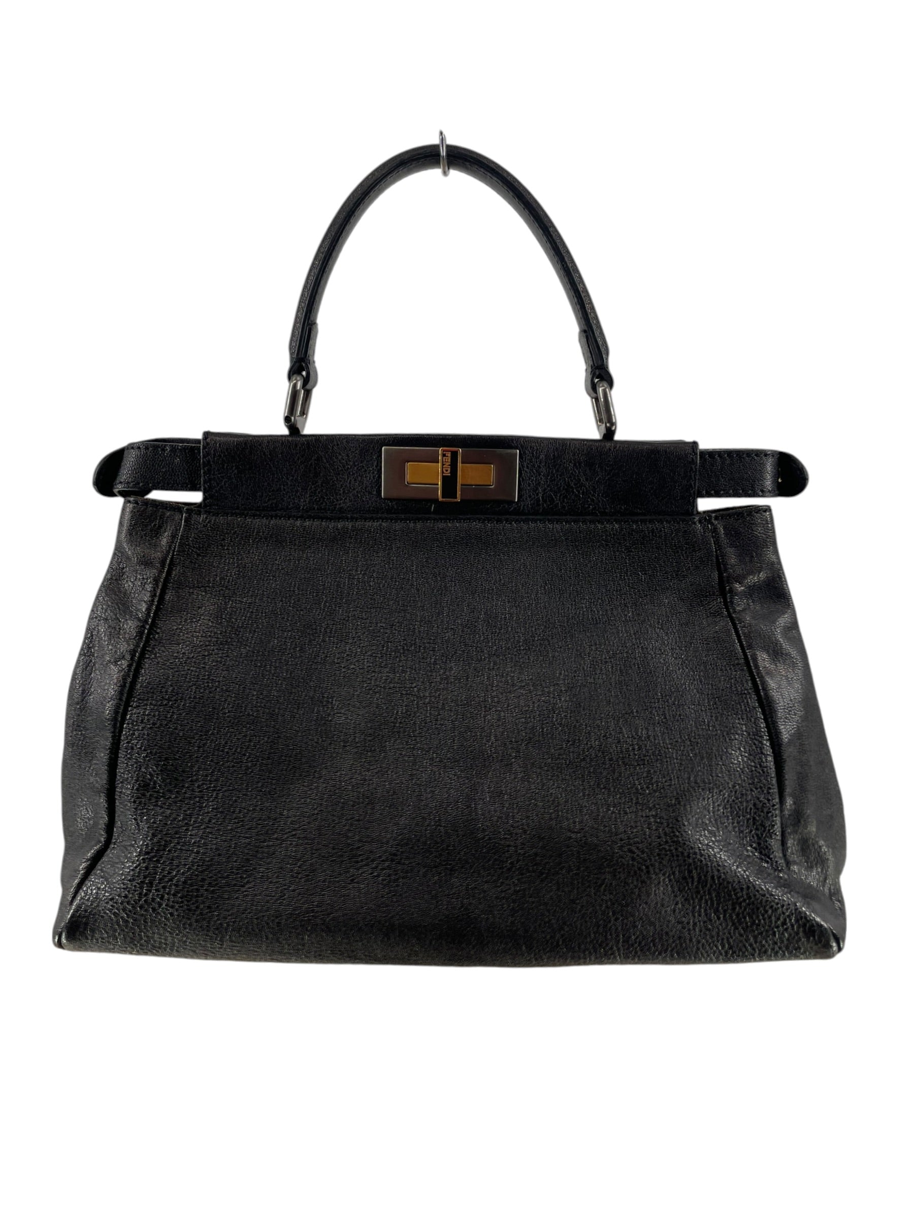FENDI/Hand Bag/Leather/BLK/PEAKABOO MONOGRAM LINED view 1