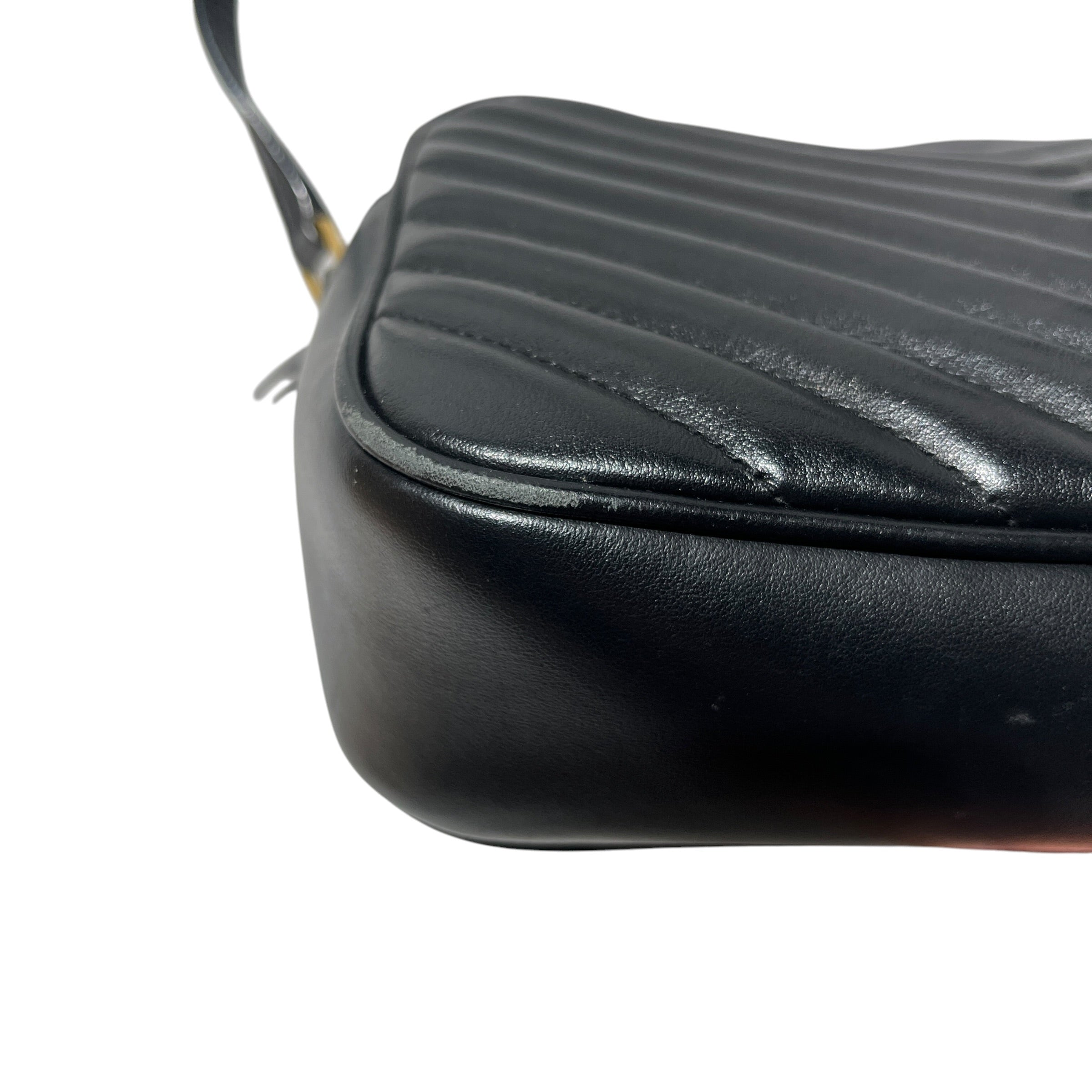 YVES SAINT LAURENT/Cross Body Bag/Leather/BLK/chevron camera bag view 13