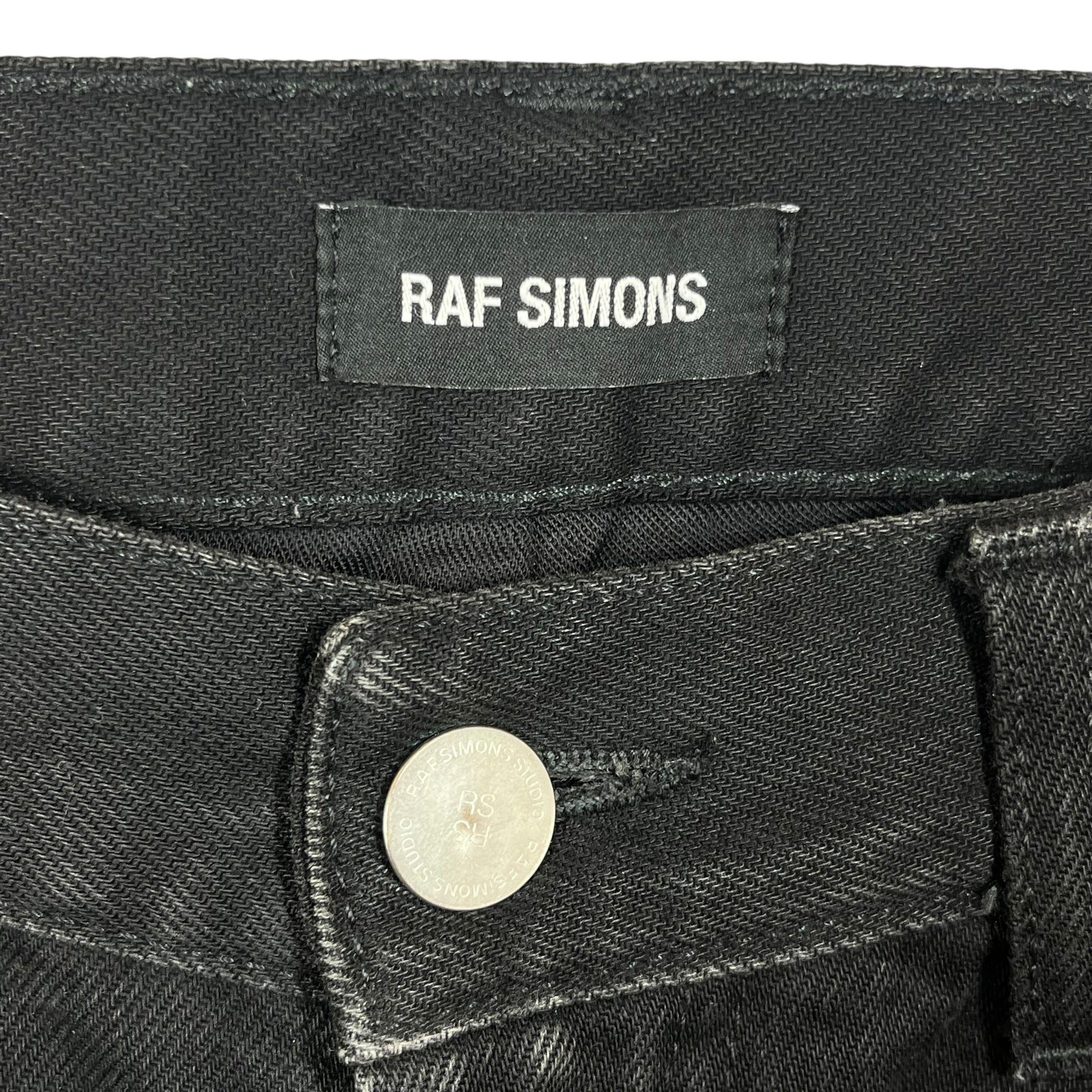 RAF SIMONS/Skinny Pants/30/Denim/BLK/DOUBLE LAYERED DESTROYED DENIM view 3