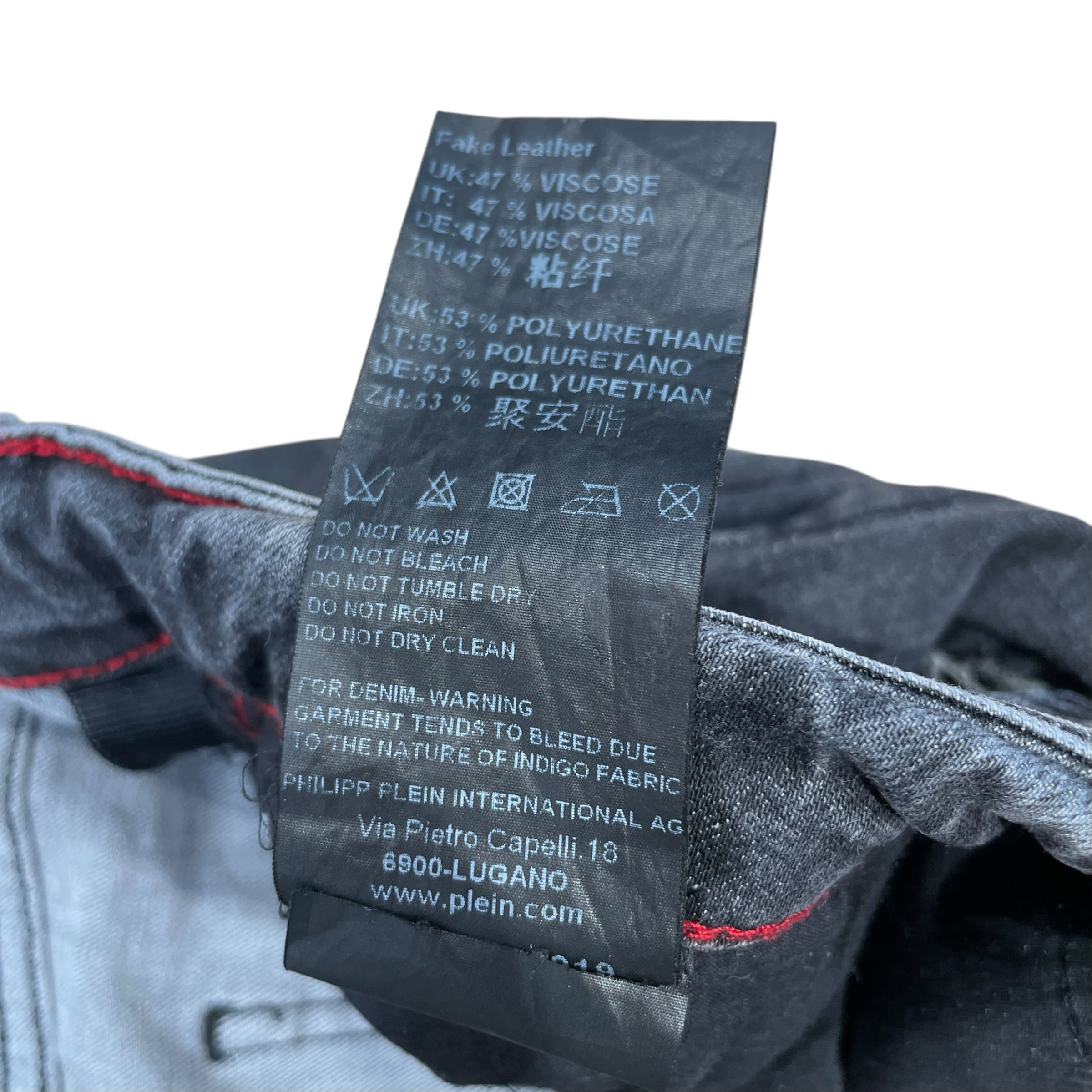 PHILIPP PLEIN/Skinny Pants/31/Denim/BLK/Distressed/Hexagonal Logo Distressed Pant view 7
