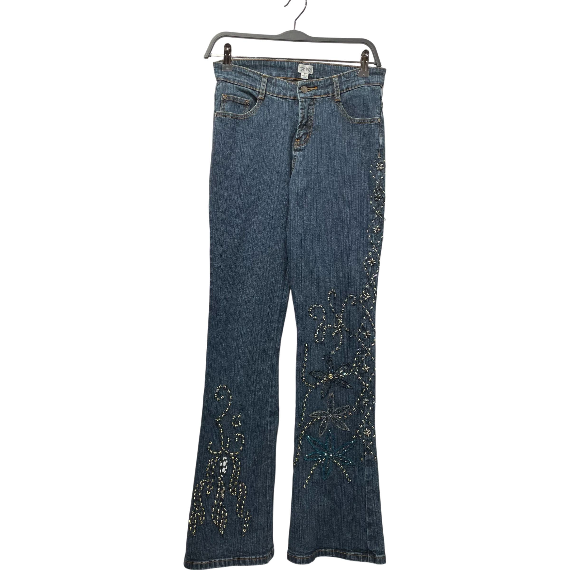 CACHE/Wide Leg Pants/0/Stripe/Denim/BLU/FLOWER EMBROIDERY view 1