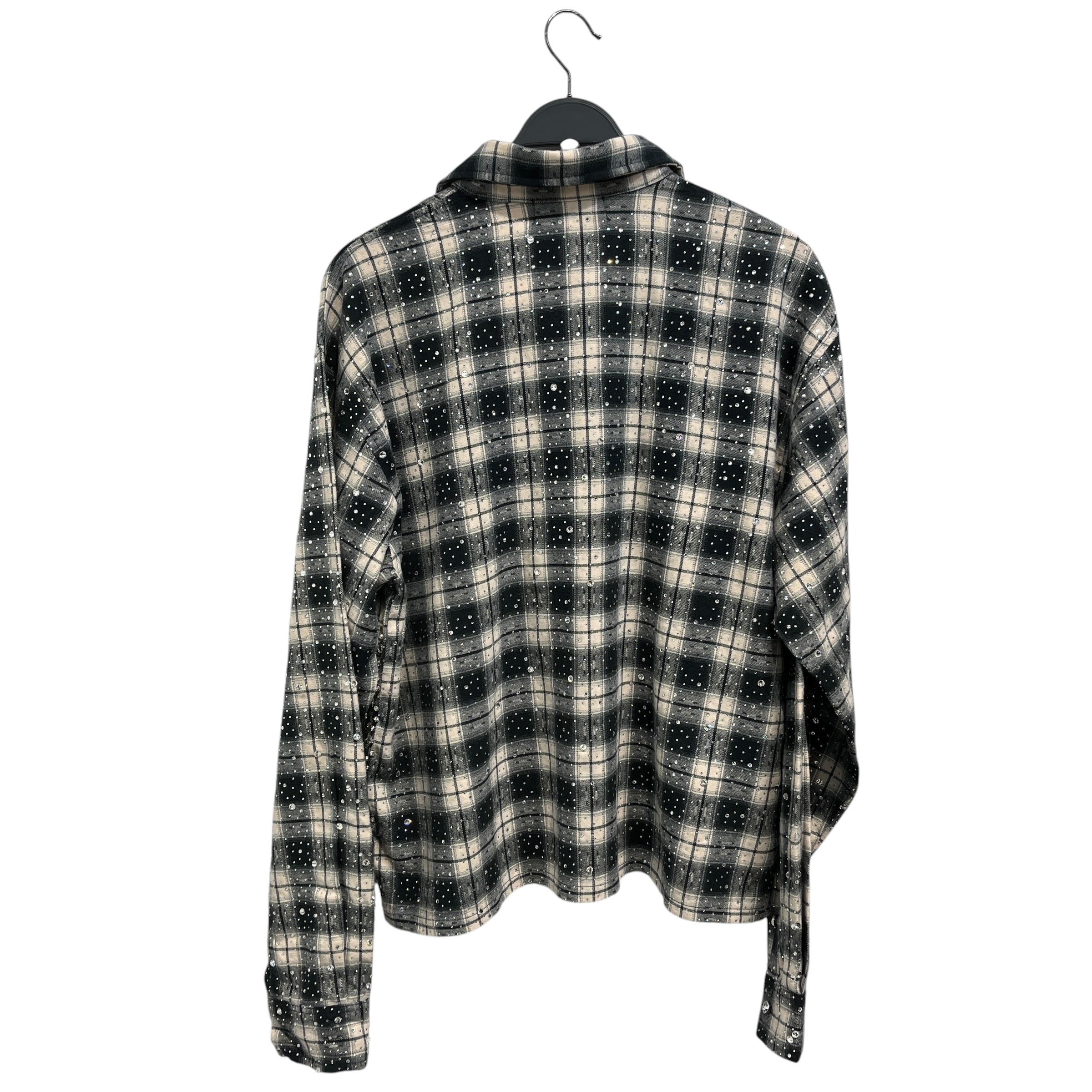 VALLEY/LS Shirt/L/Cotton/BLK/Plaid/Rhinestones on Fabric view 2