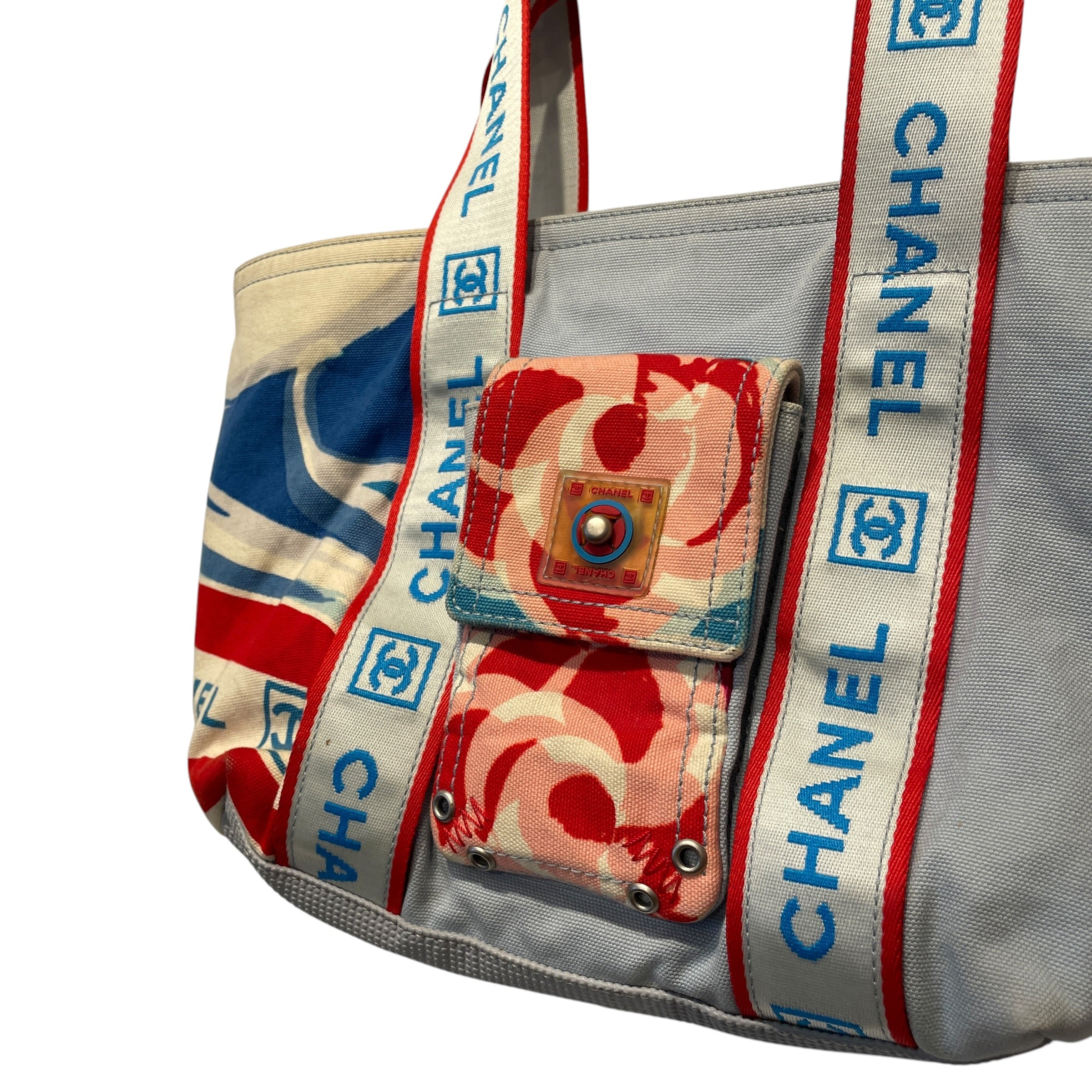 CHANEL/Tote Bag/All Over Print/Cotton/BLU/CAMELLIA SPORTSLINE SURF HIGH view 3