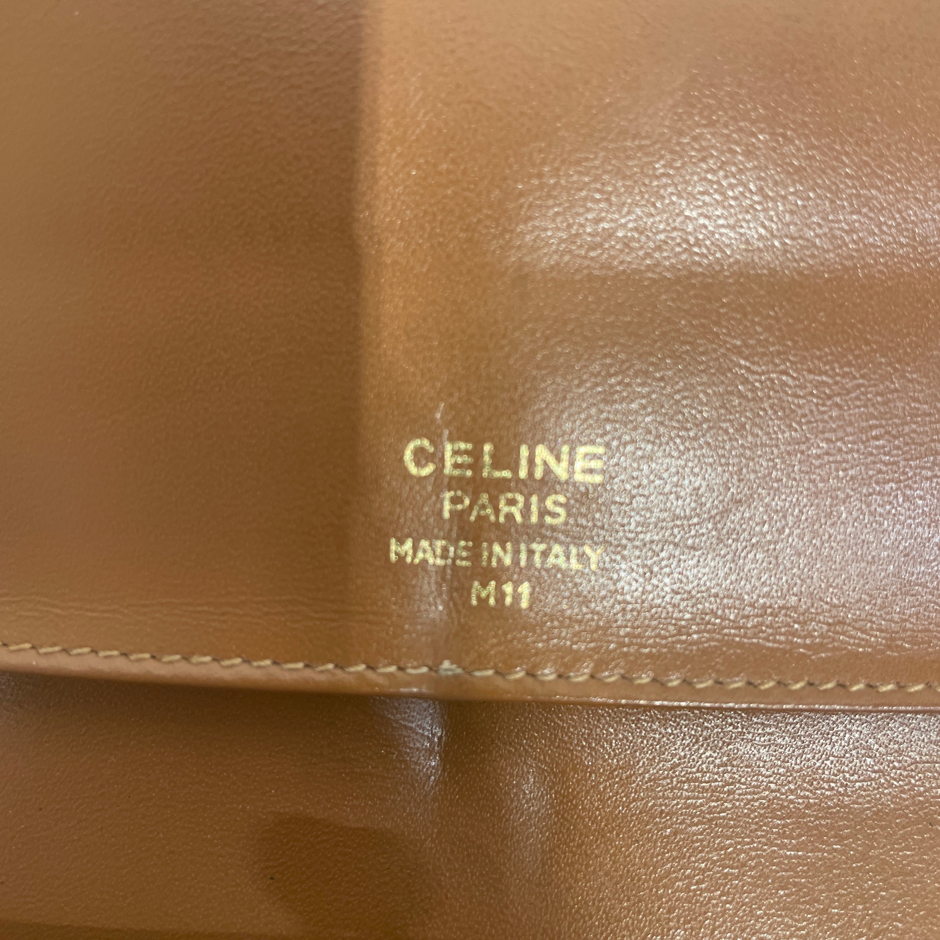 CELINE/Trifold Wallet/Monogram/Leather/KHK/Vintage Macadam Long Wallet view 3