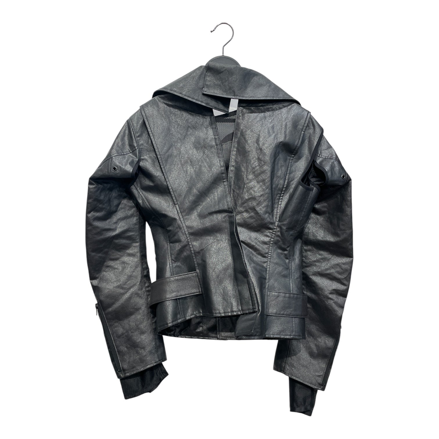 JUNYA WATANABE COMME des GARCONS/Jacket/S/Polyester/BLK/METALLIC BIKER JACKET view 1