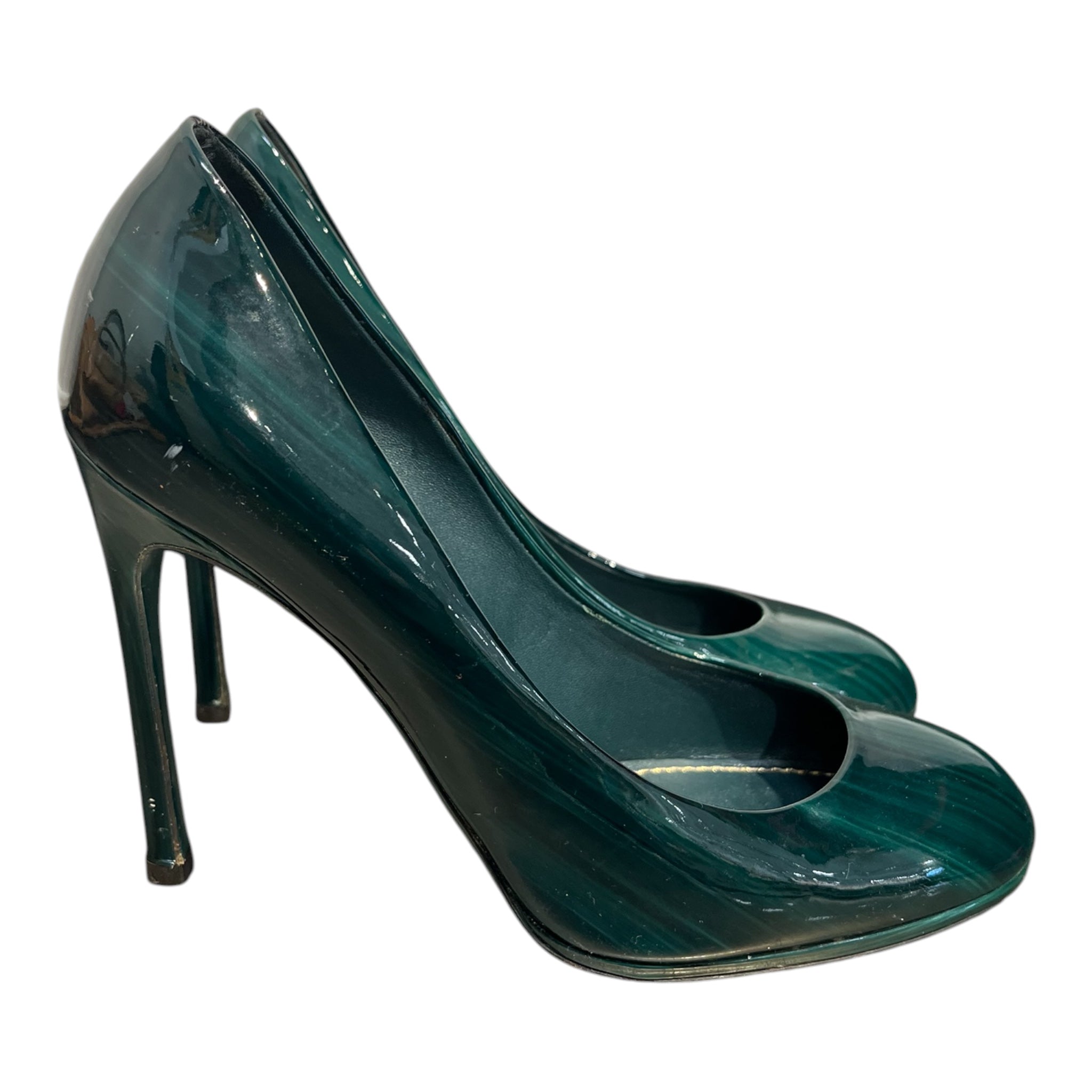 YVES SAINT LAURENT rive gauche/Heels/EU 37/Leather/GRN/WOOD GRAIN-ROUND TOE view 7
