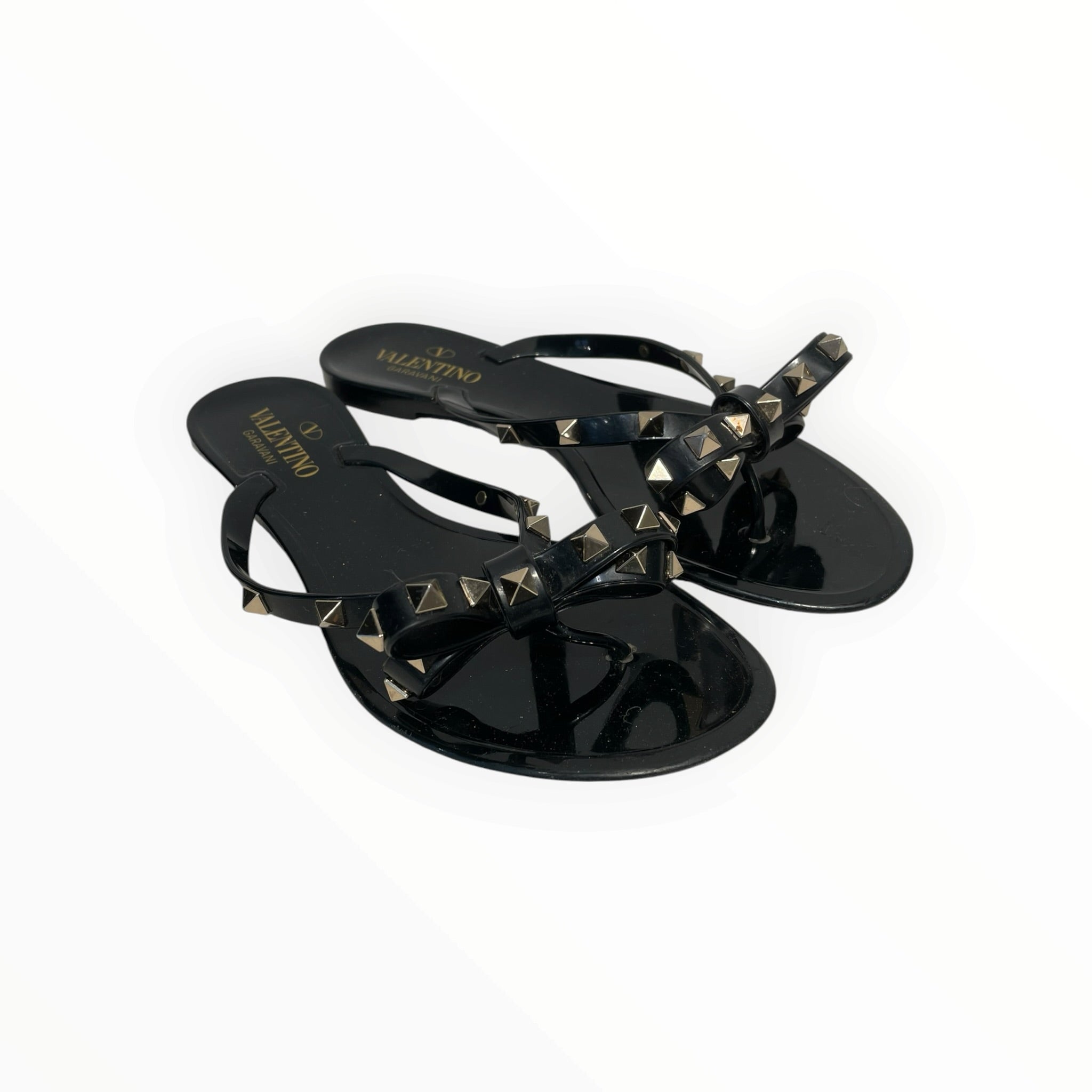 VALENTINO GARAVANI/Sandals/EU 38/Polyester/BLK/ROCKSTUD JELLY SANDLES view 1