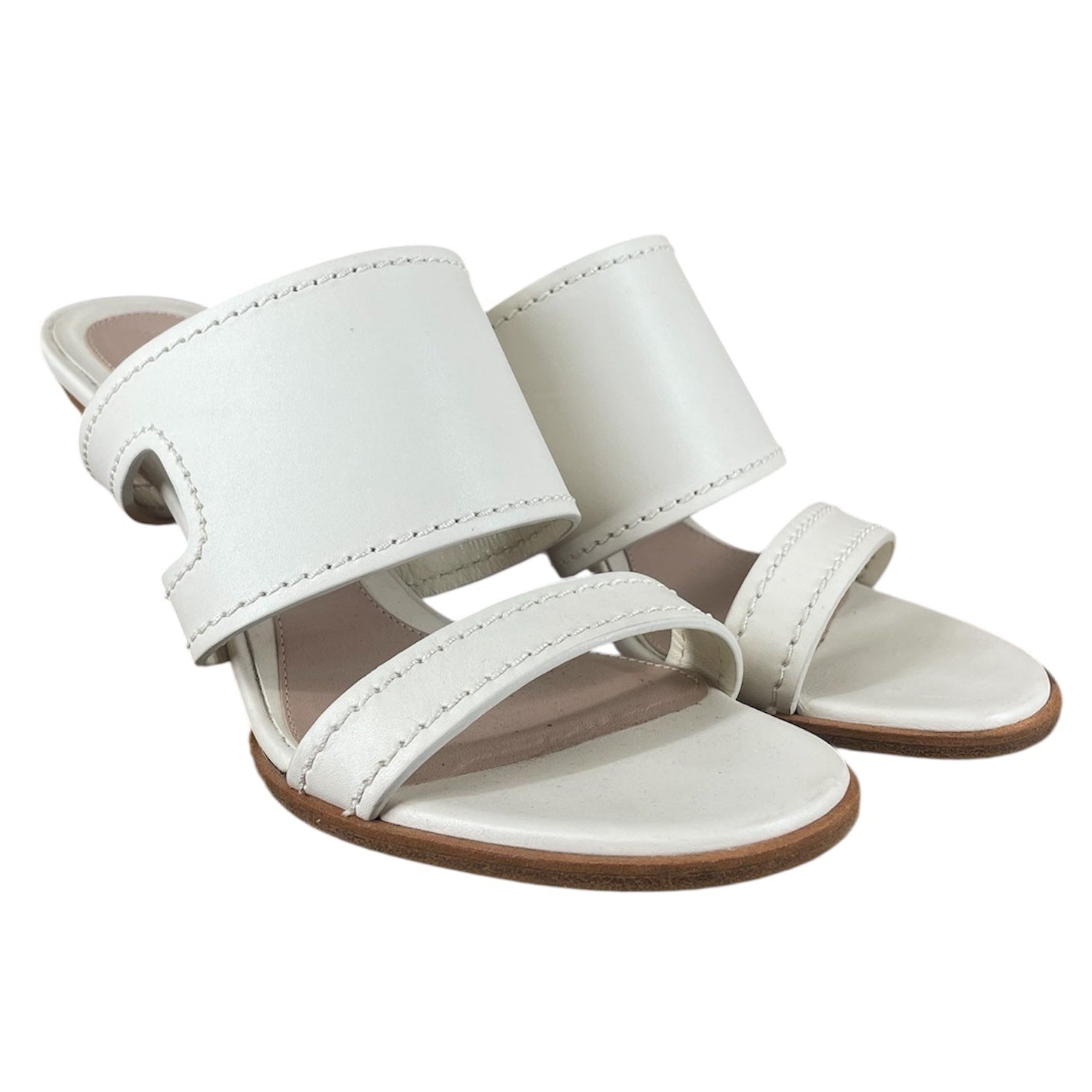 Alexander McQueen/Sandals/EU 37.5/Leather/CRM/Open-Toe/BLOCK HEEL/LEATHEER SANDAL view 1