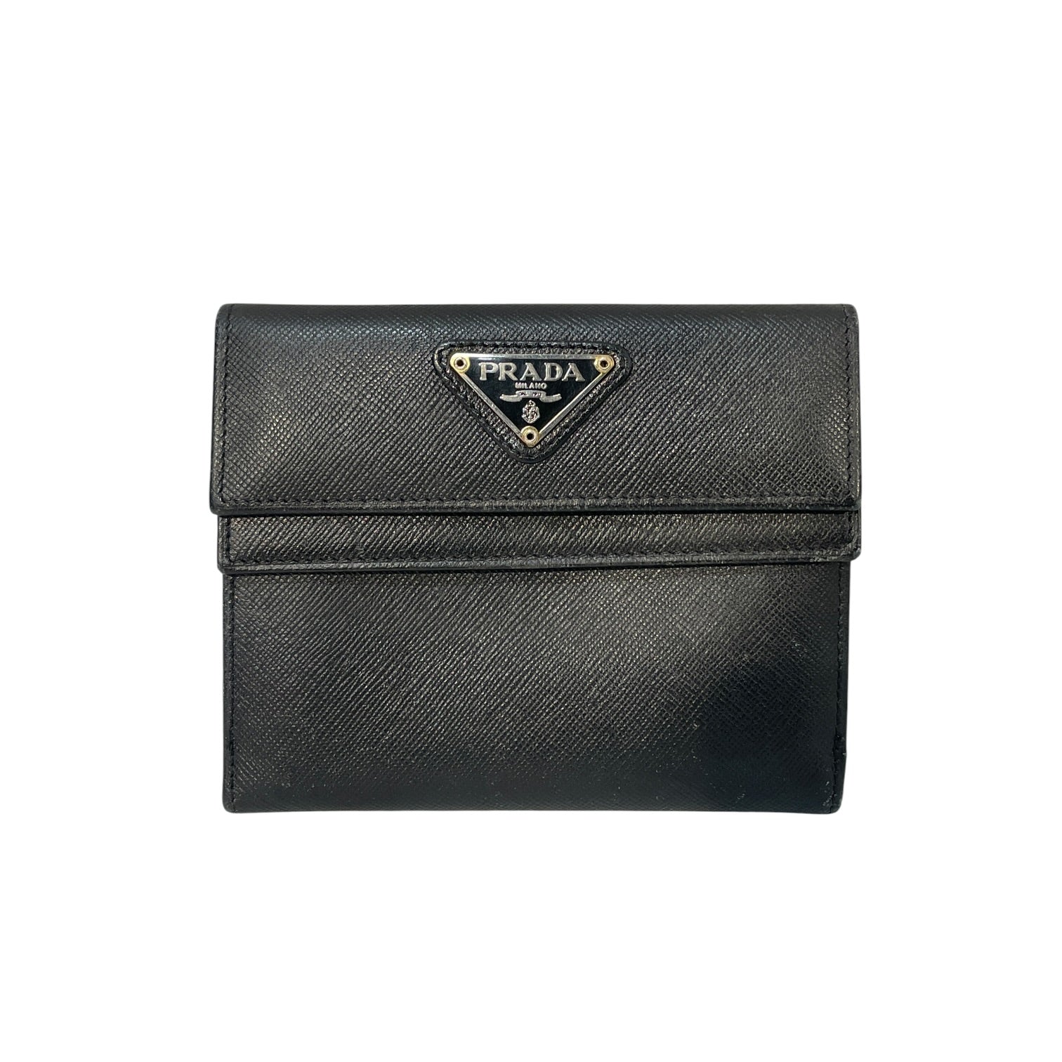PRADA/Wallet/Leather/BLK/L's/Saffiano Crosshatch view 1