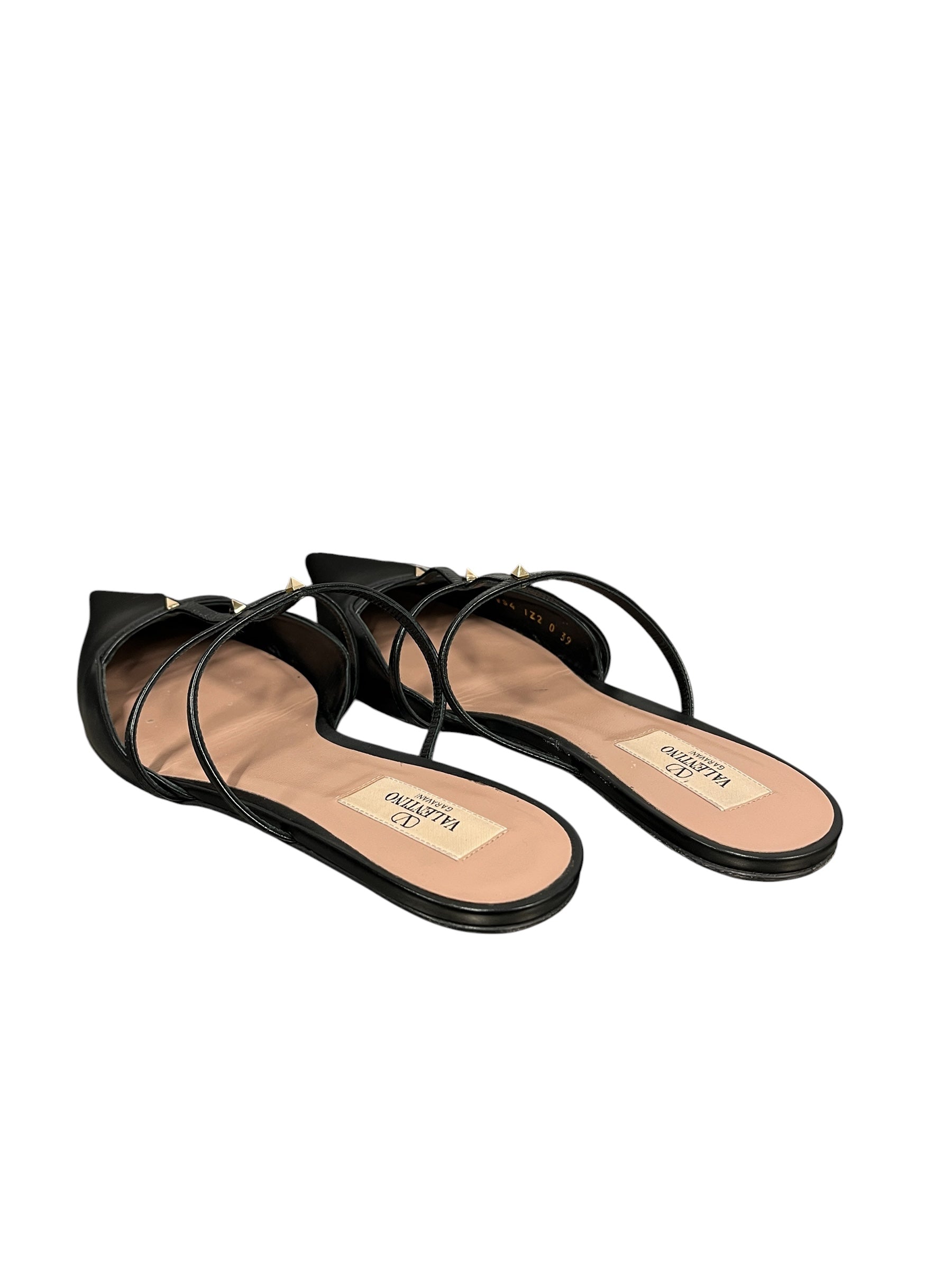 VALENTINO GARAVANI/Flat Shoes/EU 39/Leather/BLK/ROCKSTUD LEATHER MULE view 2
