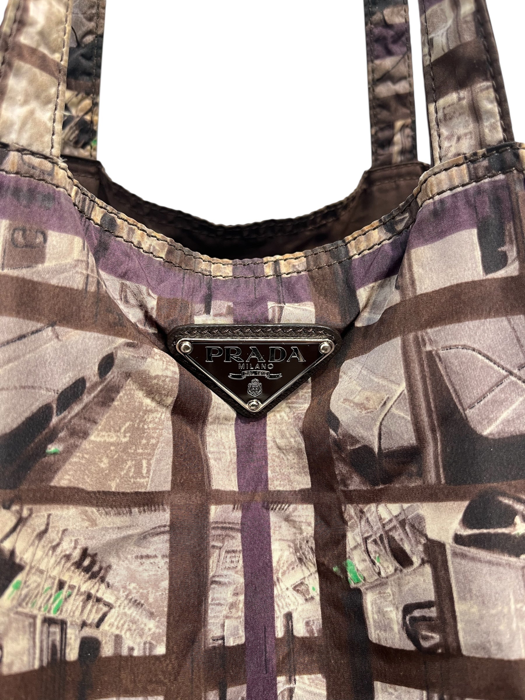 PRADA/Tote Bag/Graphic/Nylon/BRW/SUBWAY GRAPHICBROWN LOGO view 5