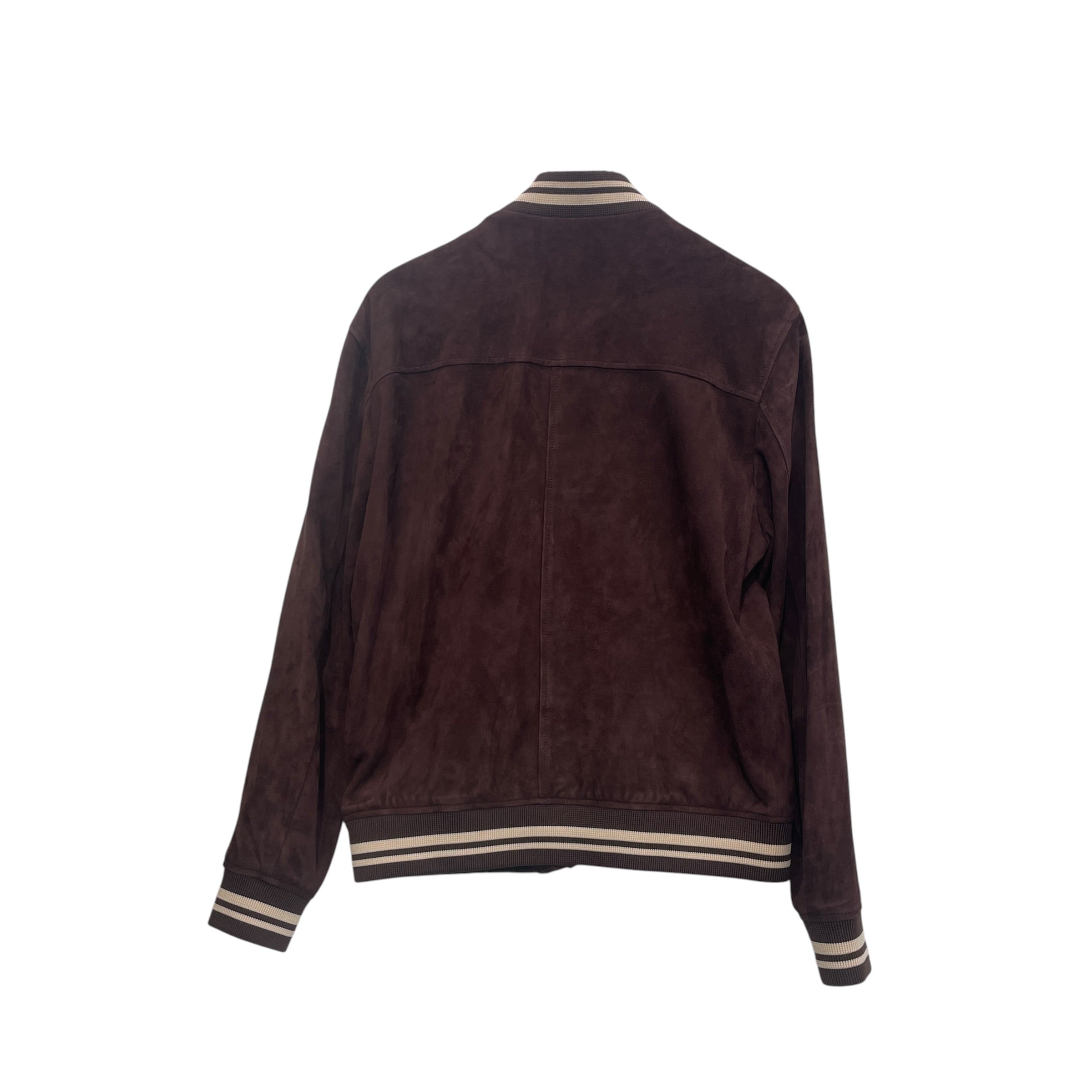 REISS/Baseball Jkt/L/Suede/BRW/Stripe/CHOCOLATE SUEDE BUTTON UP JKT view 4