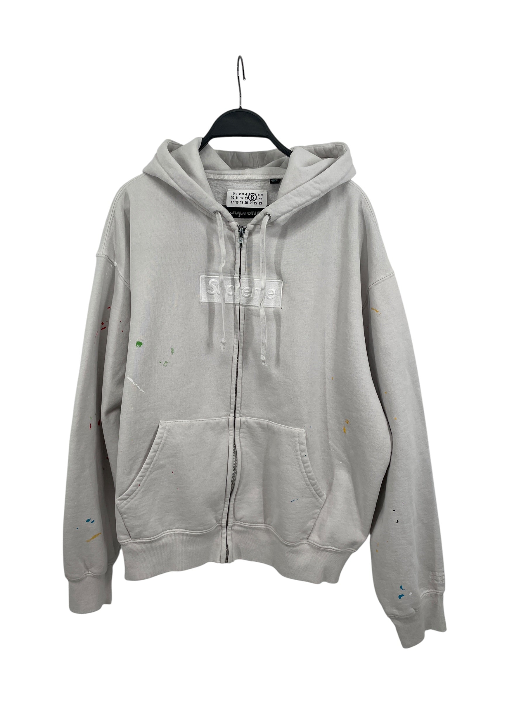 Supreme/Zip Up Hoodie/M/Cotton/WHT/PAINT SPLATTER view 1