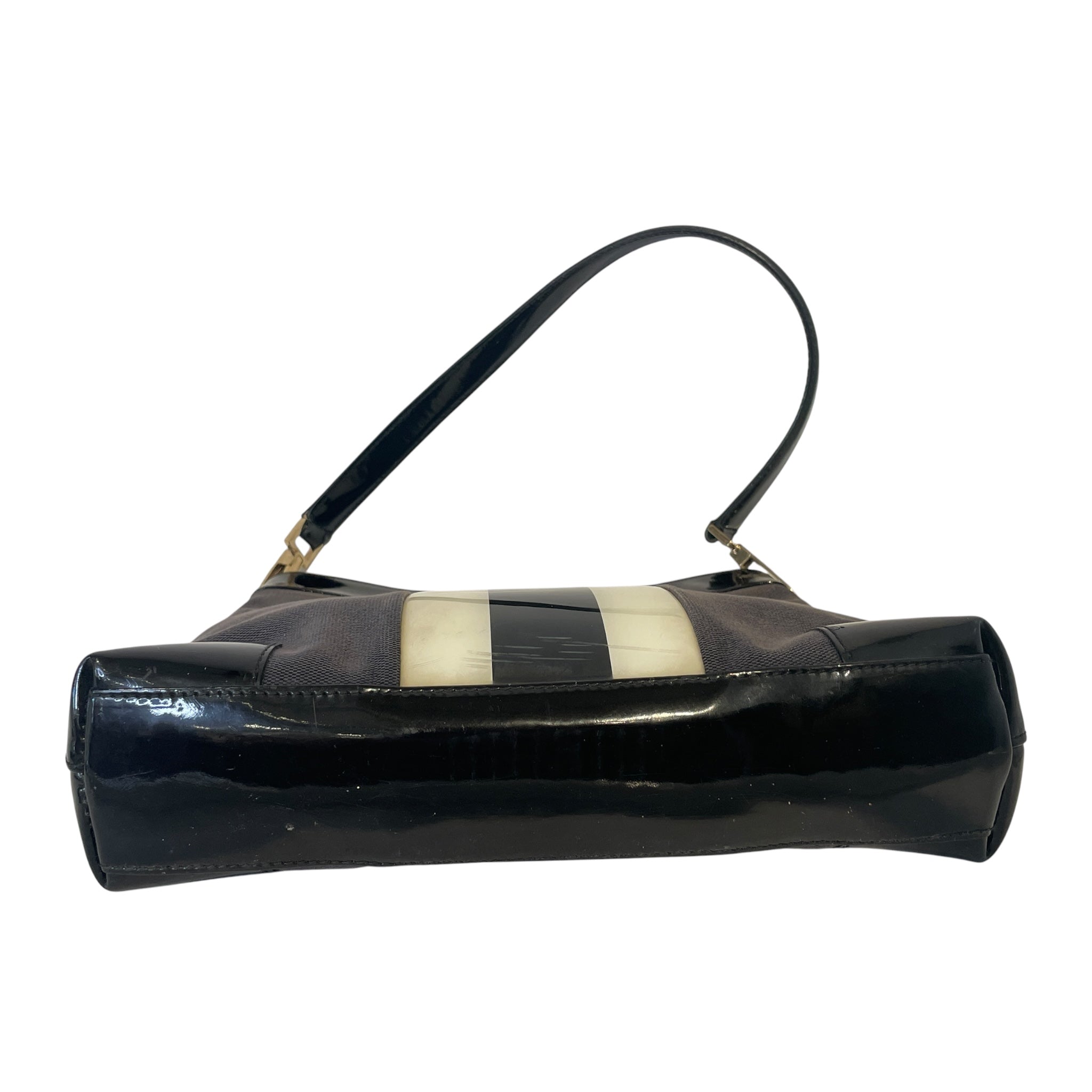 GUCCI/Tote Bag/Leather/BLK/WHITE STRIPE view 3