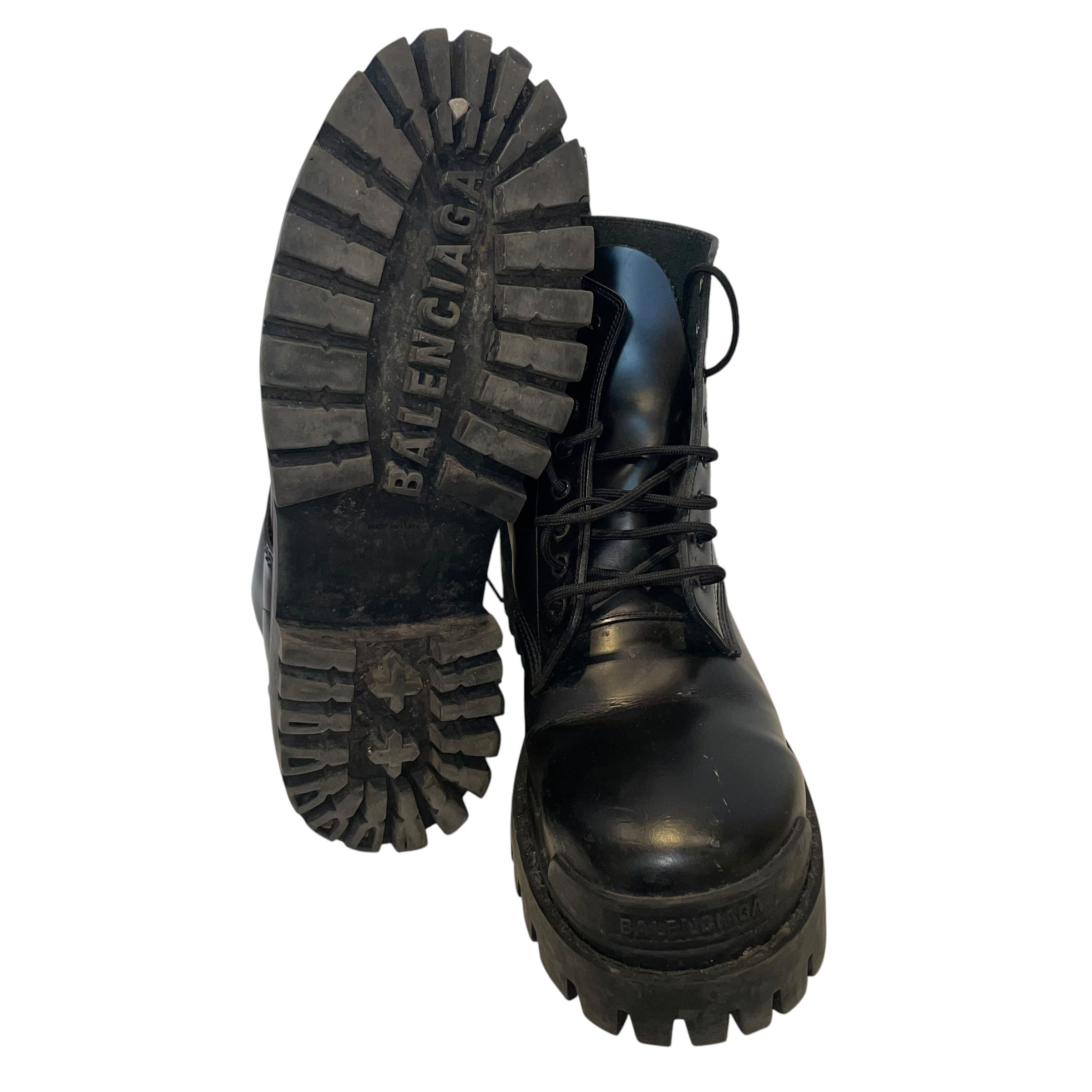 BALENCIAGA/Lace Up Boots/EU 44/Leather/BLK/STRIKE BOOTS/COMBAT BOOTS view 3