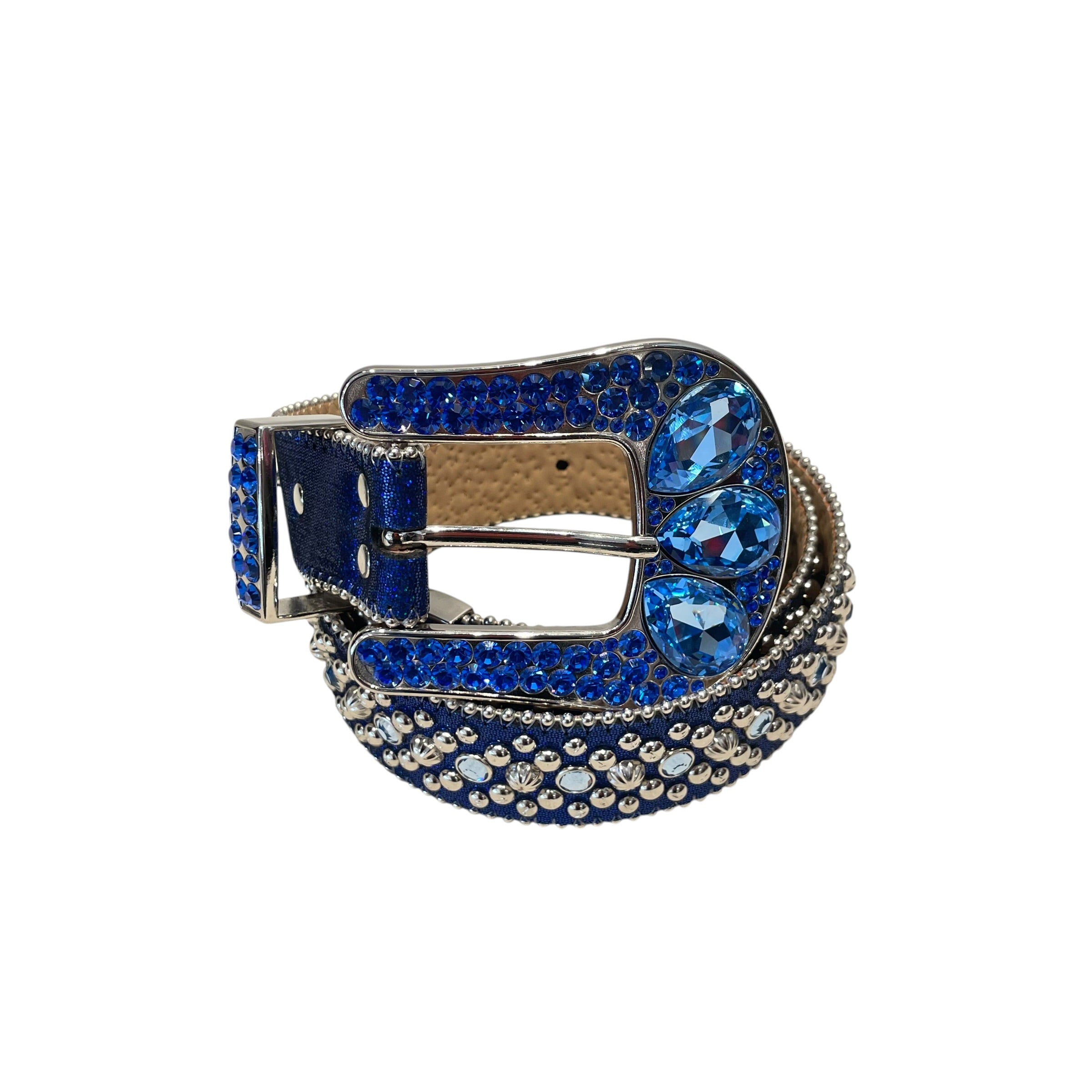 b.b. simon/Belt/Glitter/BLU/M's/studded rhinestone view 1