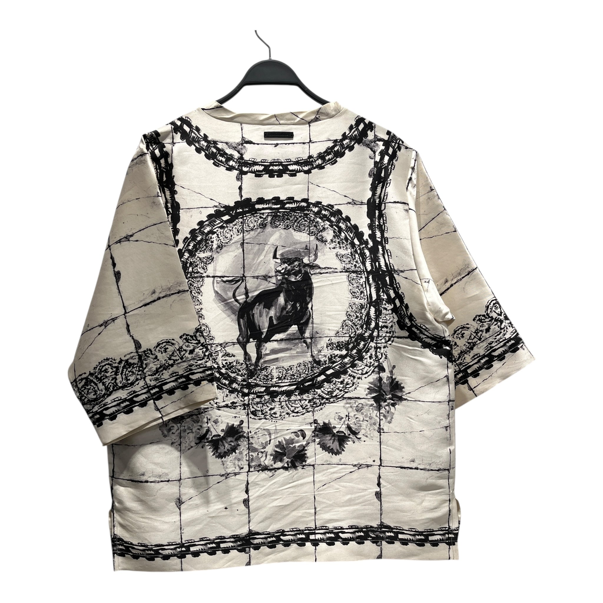 DOLCE&GABBANA/T-Shirt/46/Silk/WHT/All Over Print/BULL GRAPHIC view 2