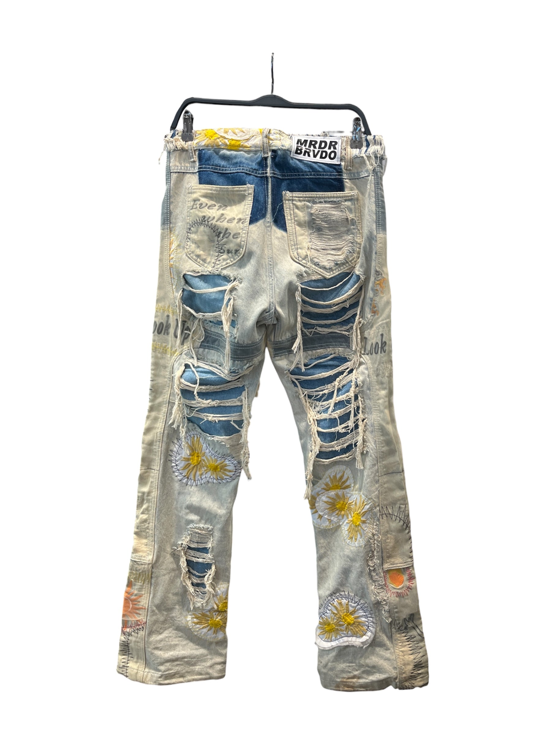 WHO DECIDES WAR/Straight Pants/30/Denim/IDG/All Over Print/SUNFLOWER EMBROIDERY view 2