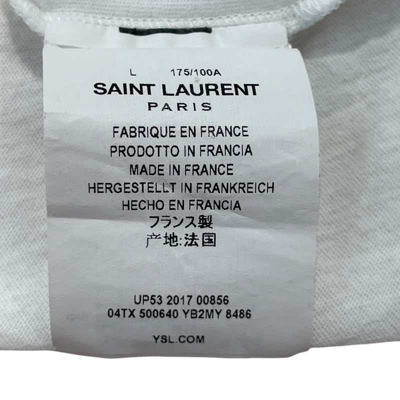 SAINT LAURENT/T-Shirt/L/Cotton/WHT/Graphic/waiting for sunset