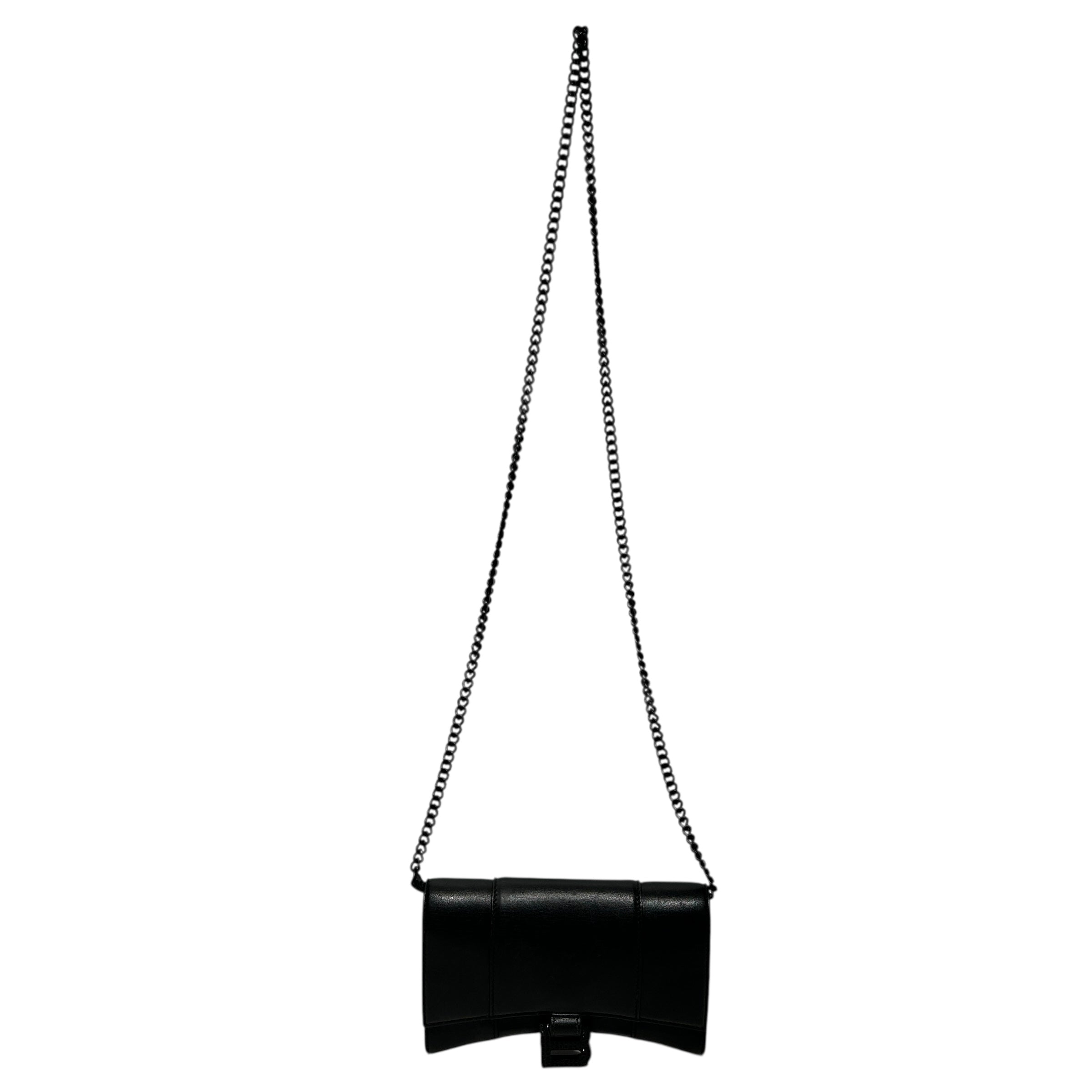 BALENCIAGA/Cross Body Bag/Leather/BLK/Hourglass Rhinestone B view 1