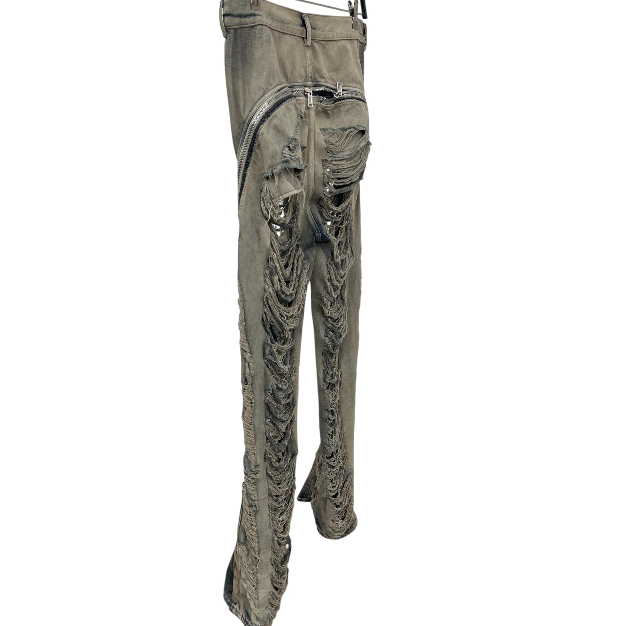 Rick Owens/Pants/32/Cotton/BLU/MINERAL WASH SHREDDED BOLAN view 7