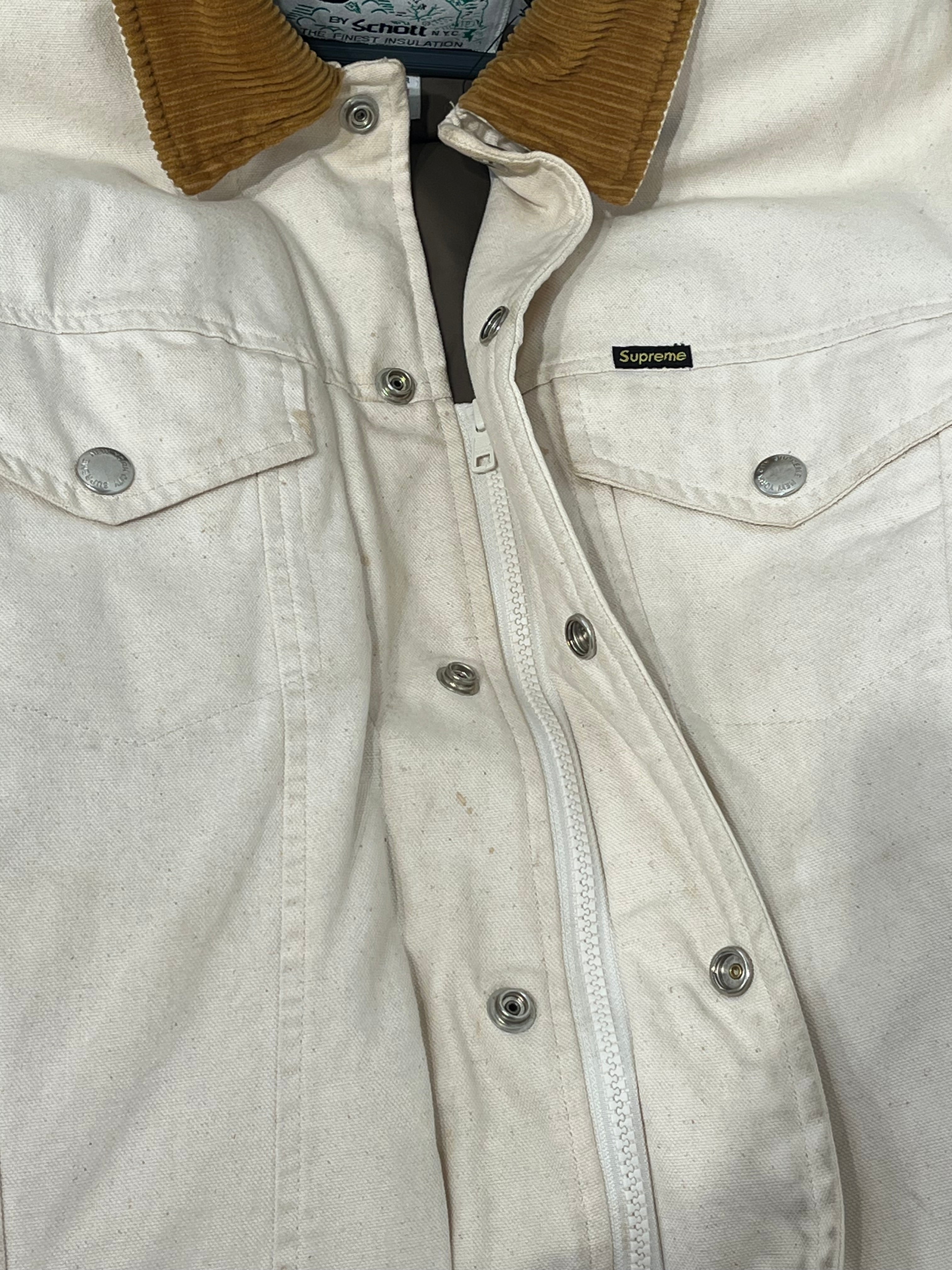 Supreme/Schott/Puffer Jkt/M/Cotton/CRM/DENIM PUFFER DOWN view 3