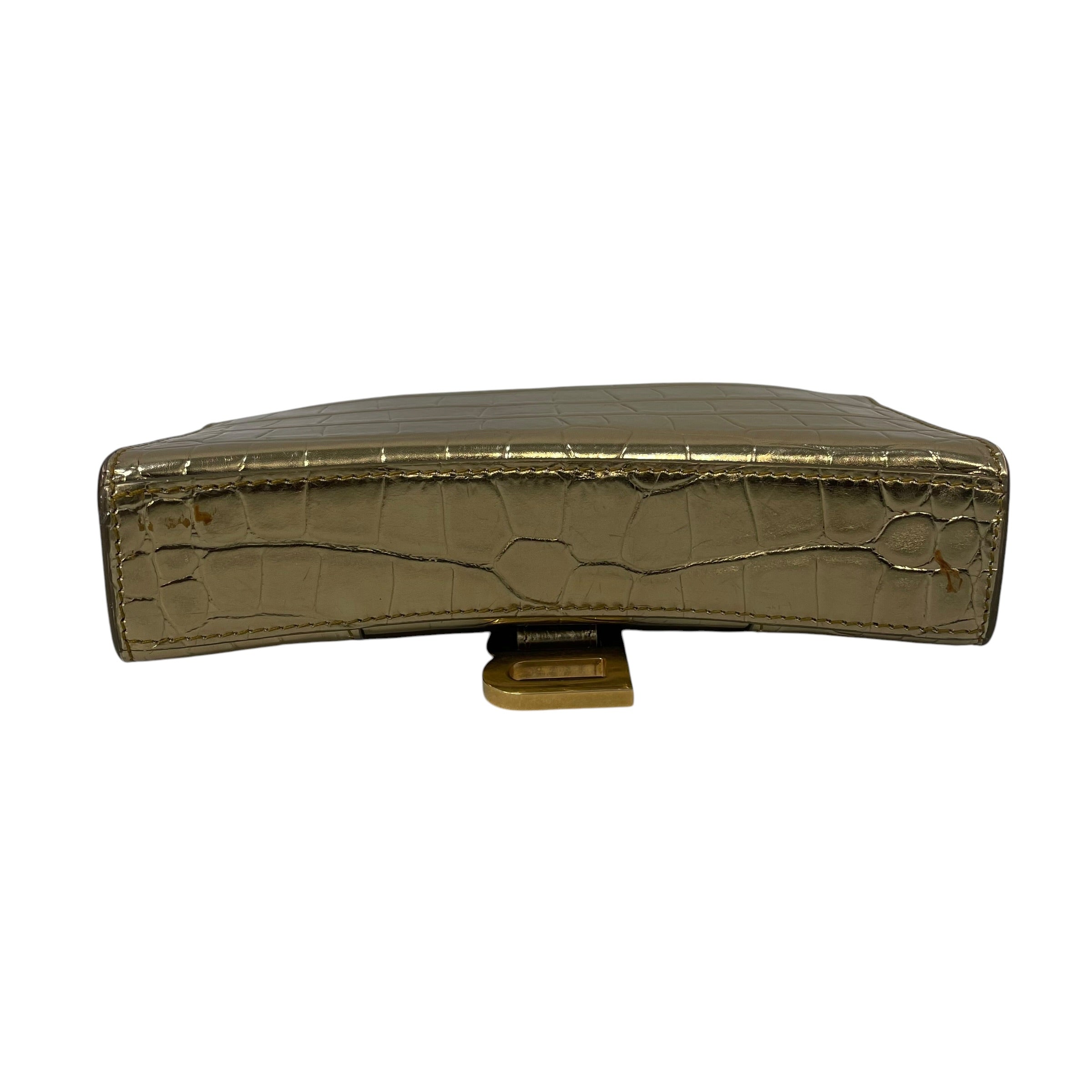 BALENCIAGA/Cross Body Bag/Leather/GLD/hourglass croc view 3