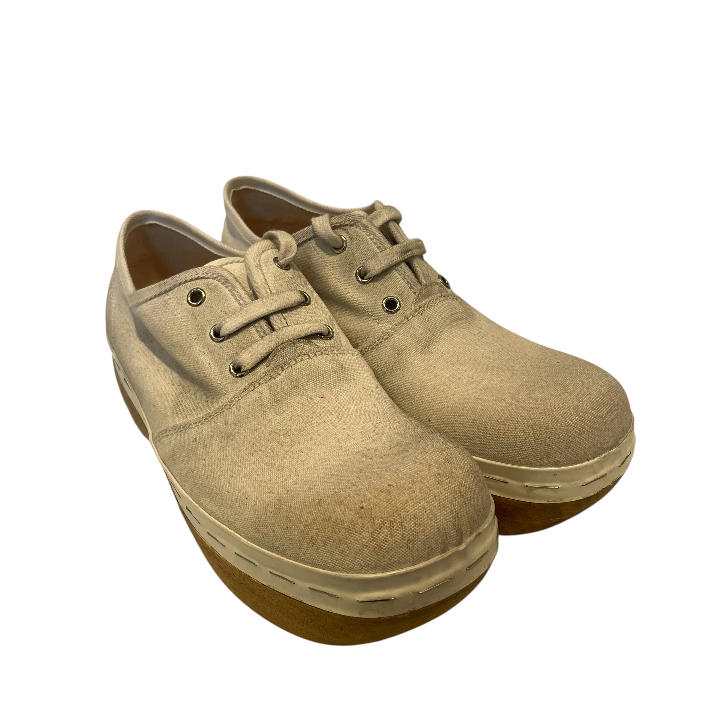 Maison Margiela/Shoes/EU 41/Cotton/WHT/WOODEN SOLES view 1