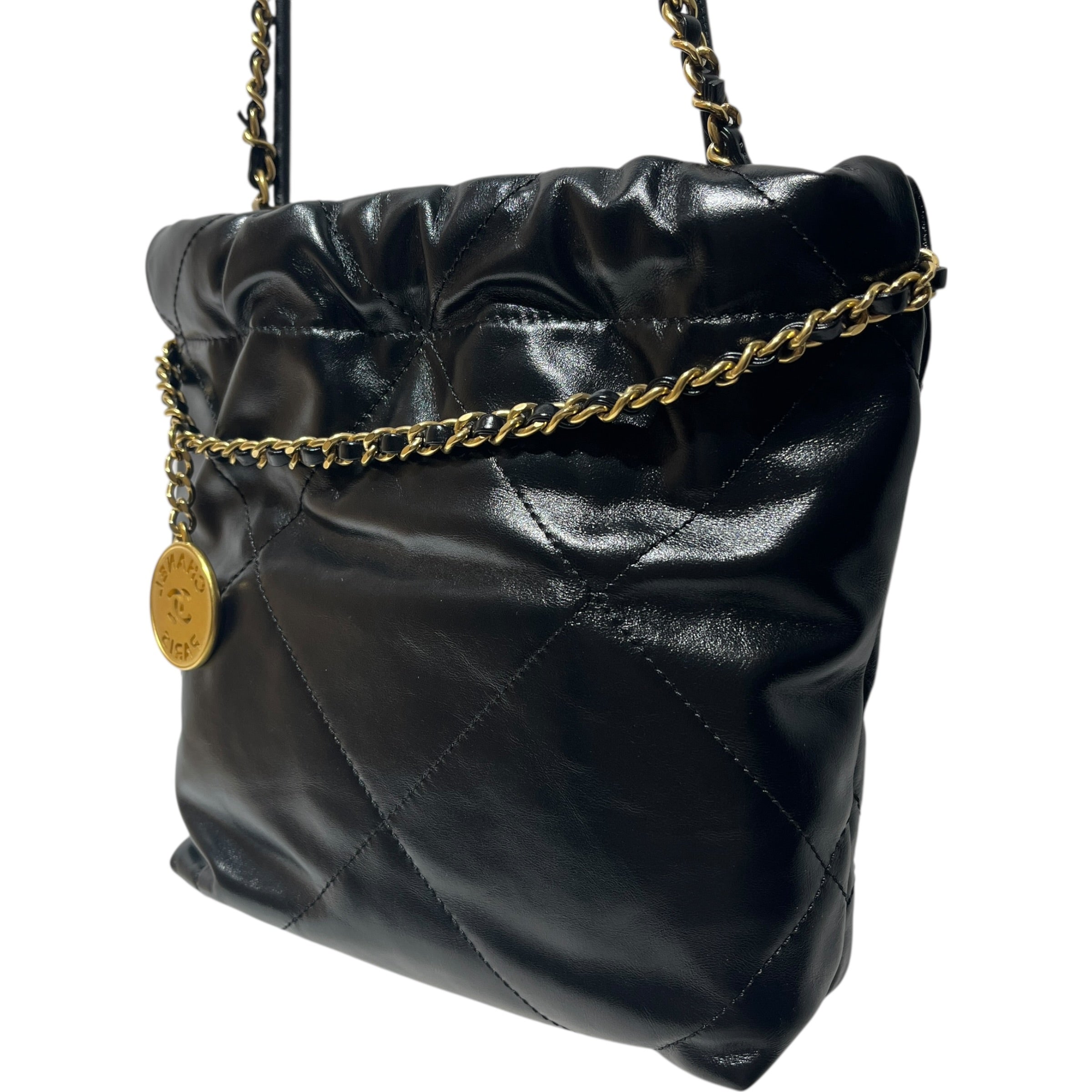 CHANEL/Cross Body Bag/Leather/BLK/QUILTED FRONT LOGO view 4