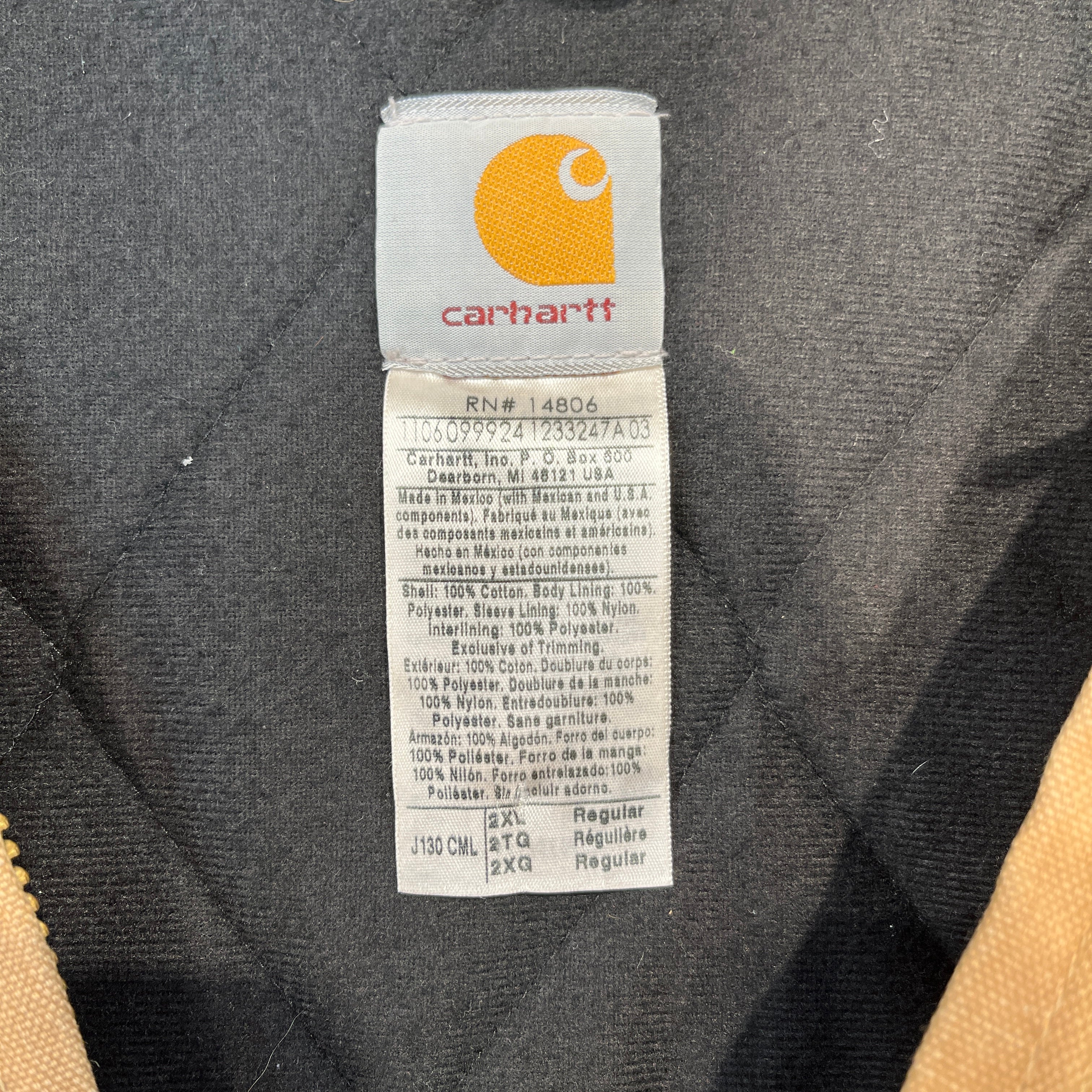 Carhartt/Quilted Jkt/XXL/Cotton/CML/Single Breasted/RN #4806 view 3
