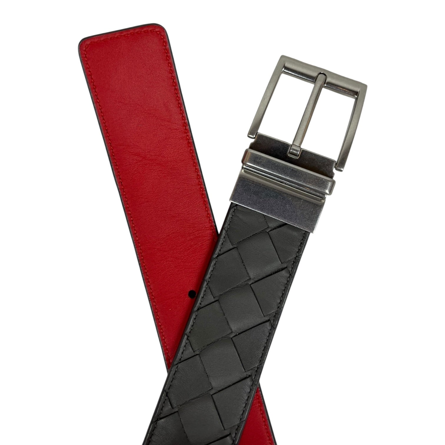 BOTTEGA VENETA/Belt/Leather/GRY/M's/WOVEN LEATHER BELT view 2
