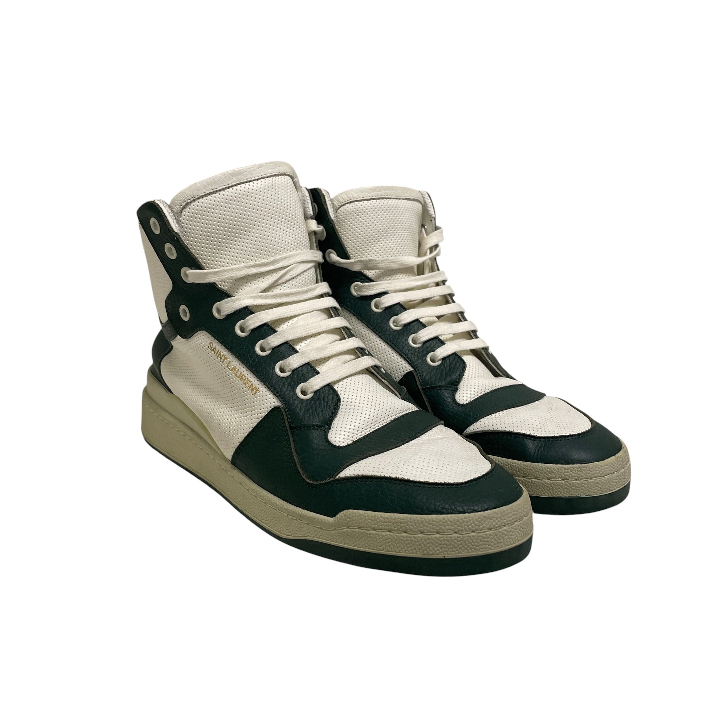 SAINT LAURENT/Hi-Sneakers/EU 43/Leather/WHT/HIGH TOP GRN LACE SNEAKER view 1