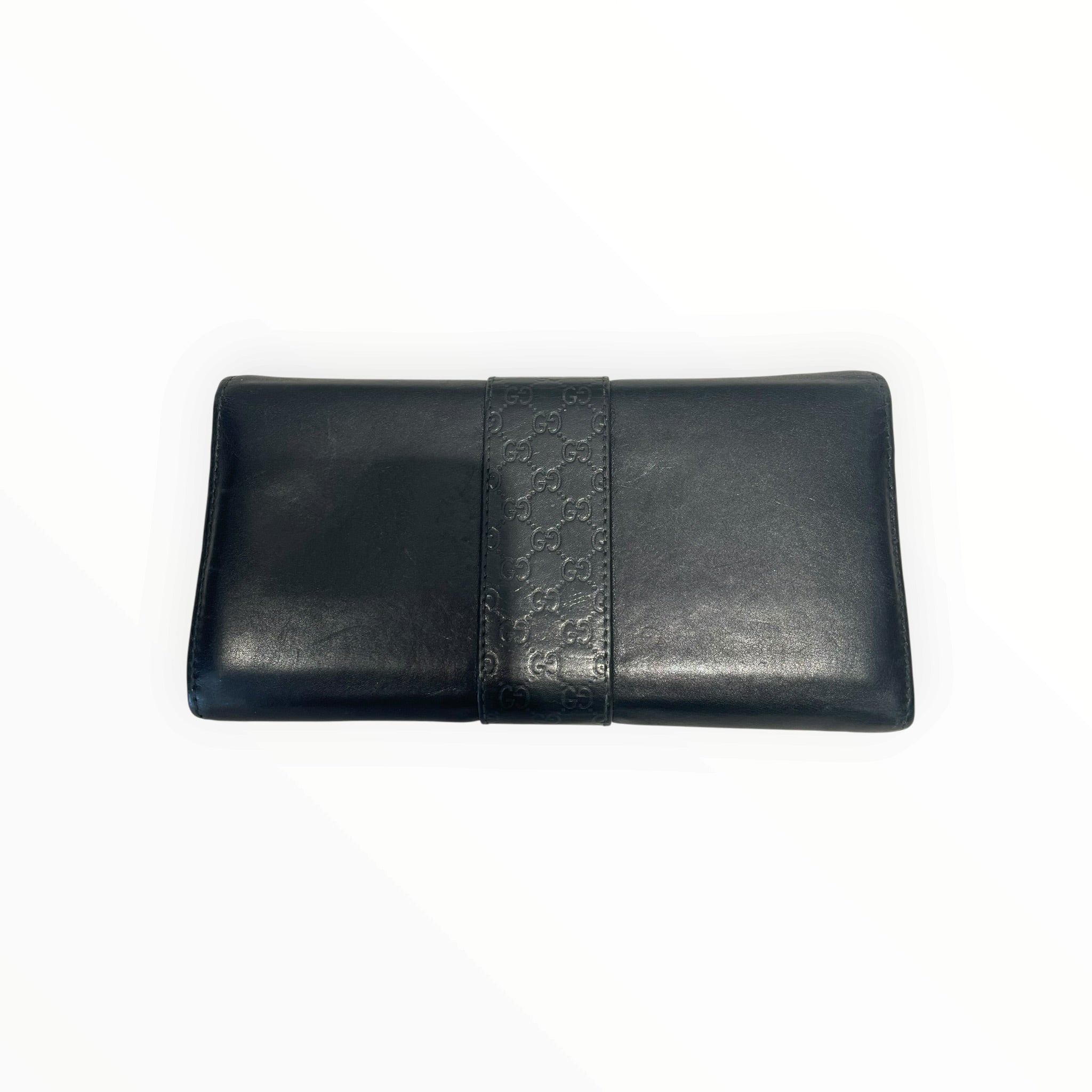 GUCCI/Long Wallet/Leather/BLK/L's/Guccissima- Gold Hardware view 7
