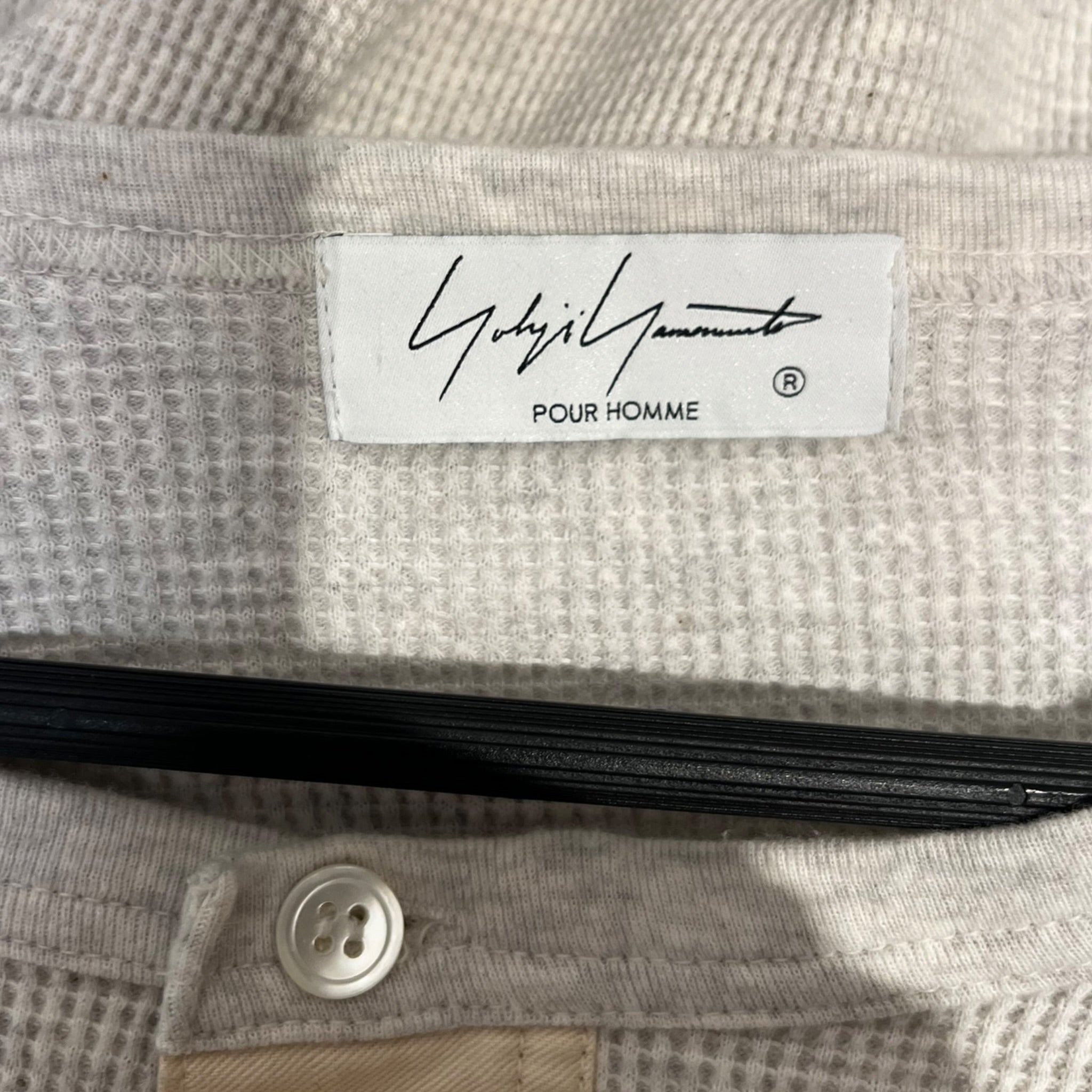 yohji yamamoto POUR HOMME/LS T-Shirt/3/Cotton/GRY/WAFFLE KNIT THERMAL TOP view 3