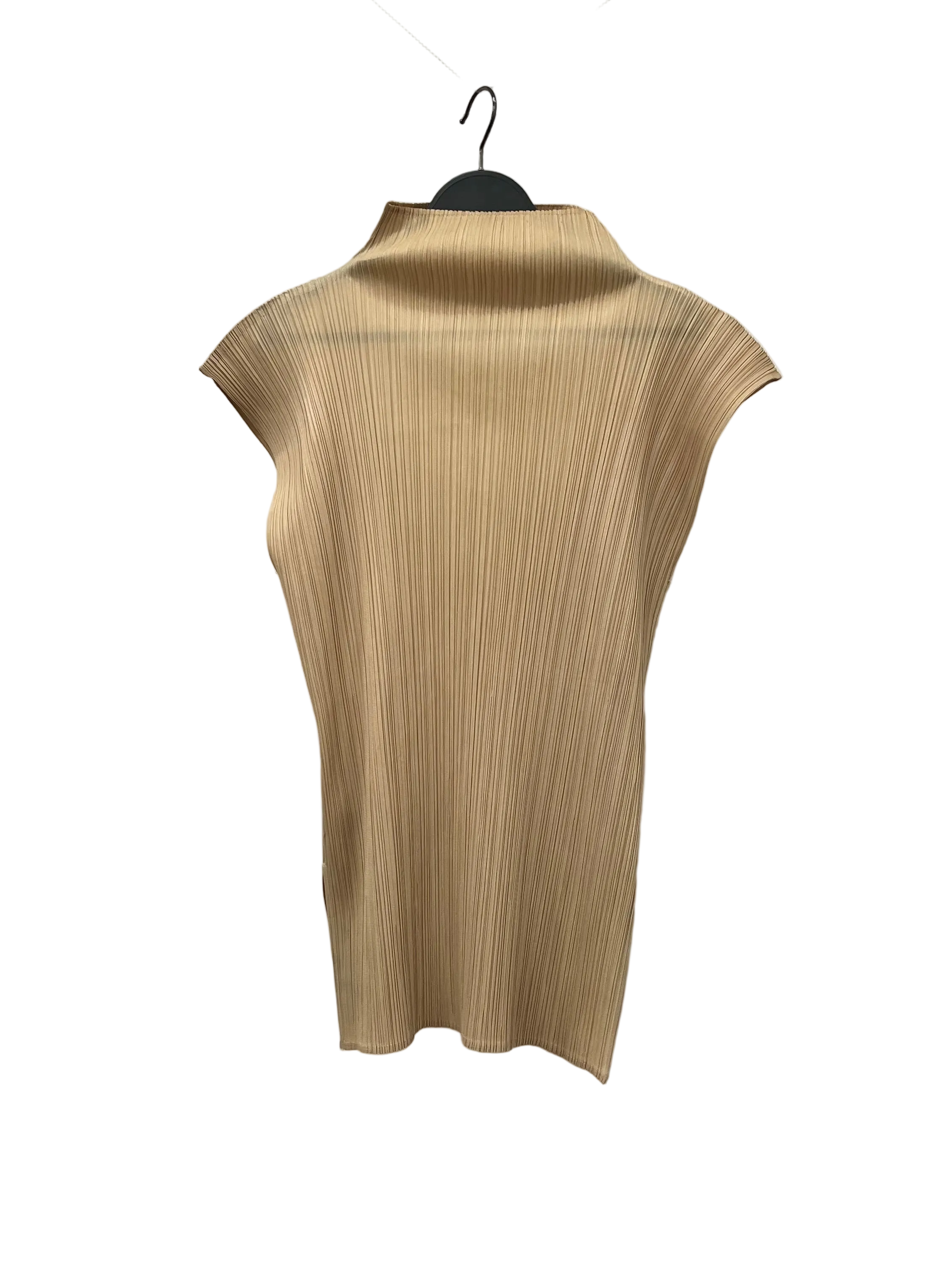 ISSEY MIYAKE/SS Blouse/S/Polyester/BEG/TURTLE NECK SS BLOUSE view 2