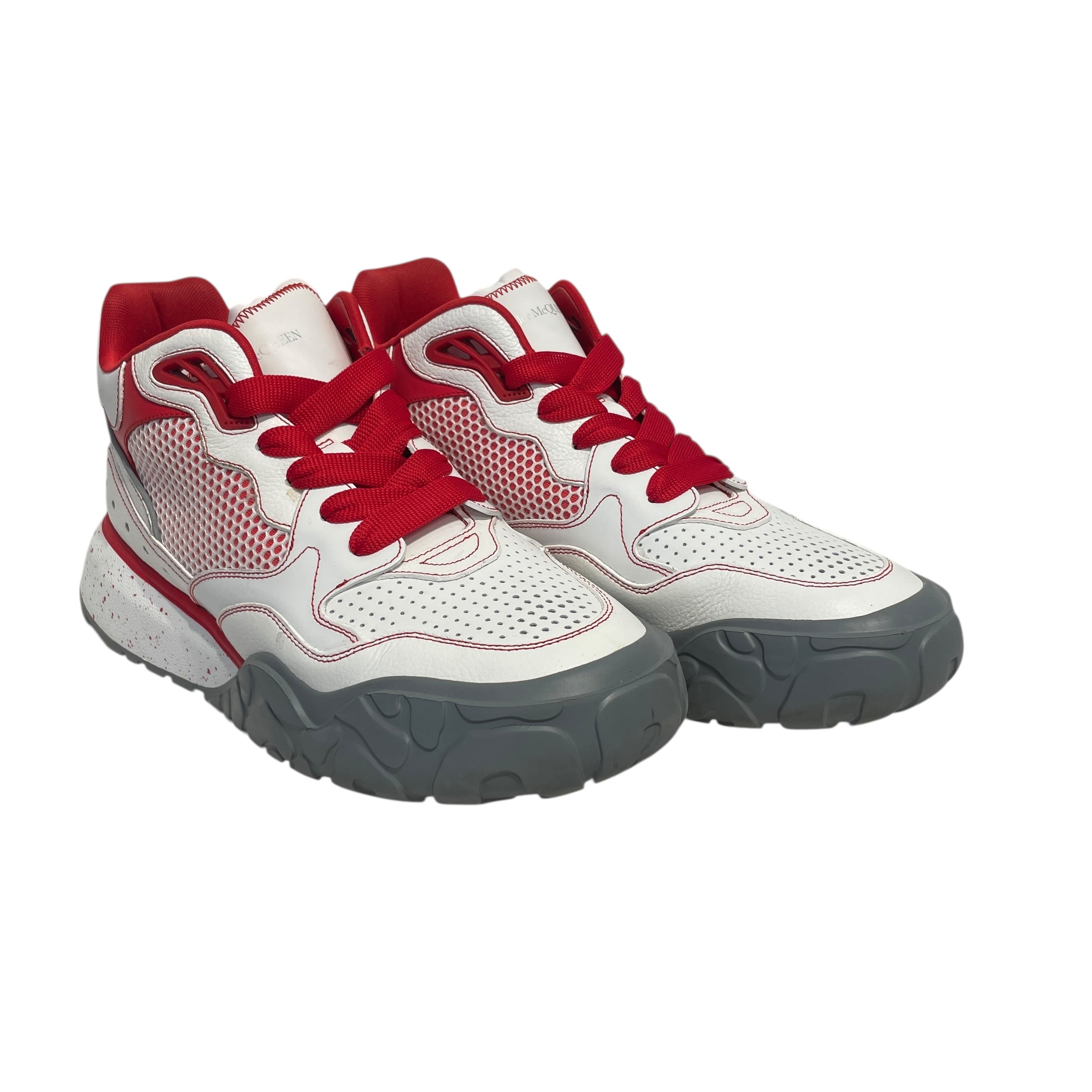 Alexander McQueen/Low-Sneakers/US 10/Leather/WHT/greysoles/redlaces/platform view 1