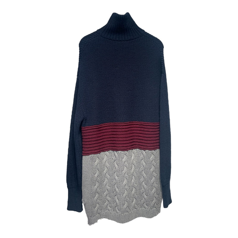 BALENCIAGA/Heavy Cardigan/XS/Stripe/Wool/NVY/GREY/MAROON 1/4 ZIP