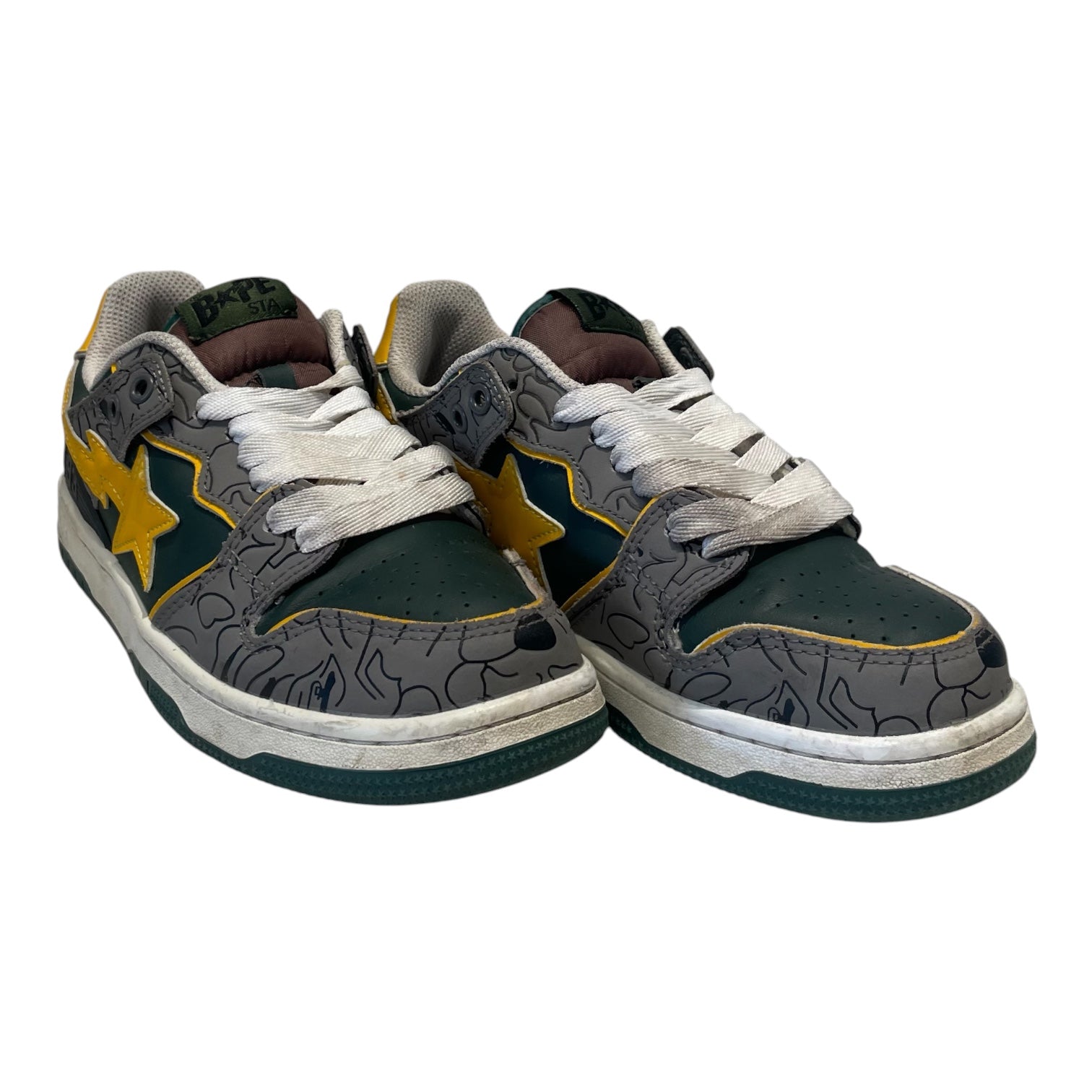 BAPE STA!/Low-Sneakers/US 5.5/All Over Print/Leather/GRN/SK8STA MUSTARD YELLOW view 1