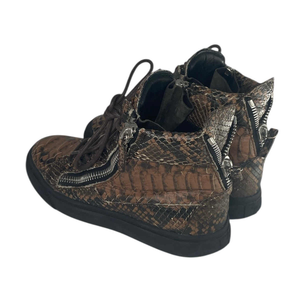 GIUSEPPE ZANOTTI DESIGN/Hi-Sneakers/EU 34/BRW/reptile skin 3 zippers view 2