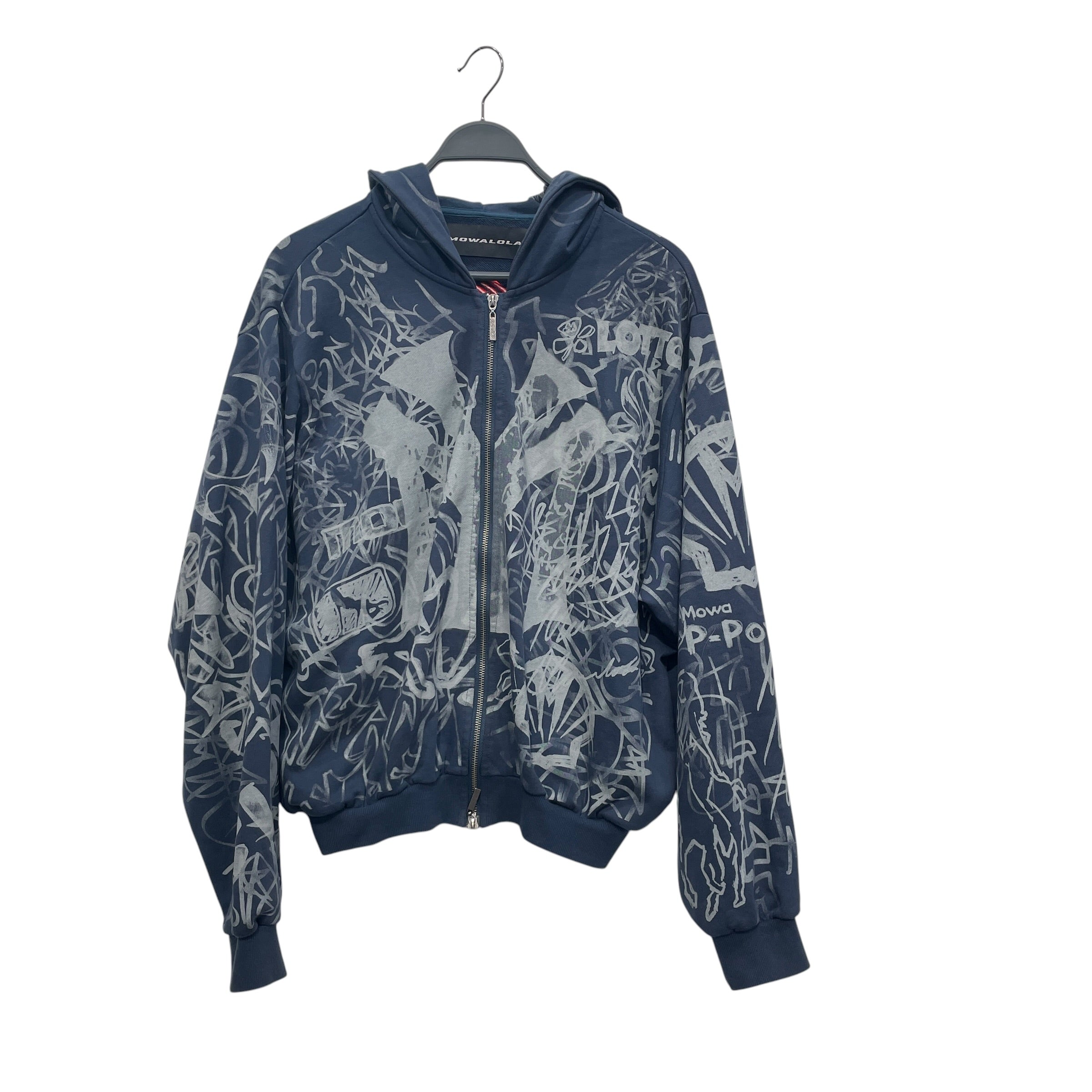 MOWALOLA/Zip Up Hoodie/M/All Over Print/Cotton/NVY/GRAFFITI YANKEES RED DRAGON view 1