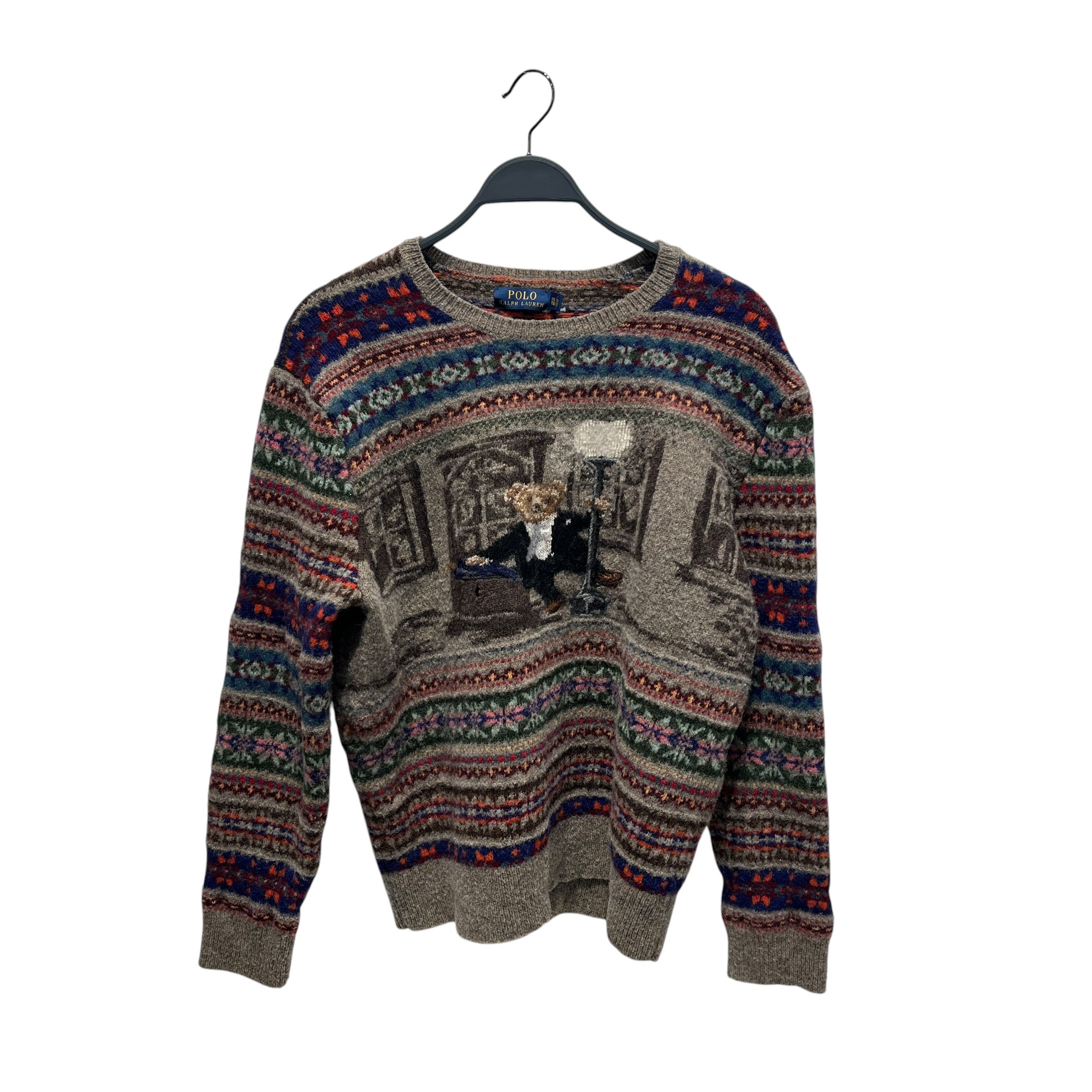 POLO RALPH LAUREN/Sweater/XXL/Wool/GRY/polo bear dappered (lil hole) view 1