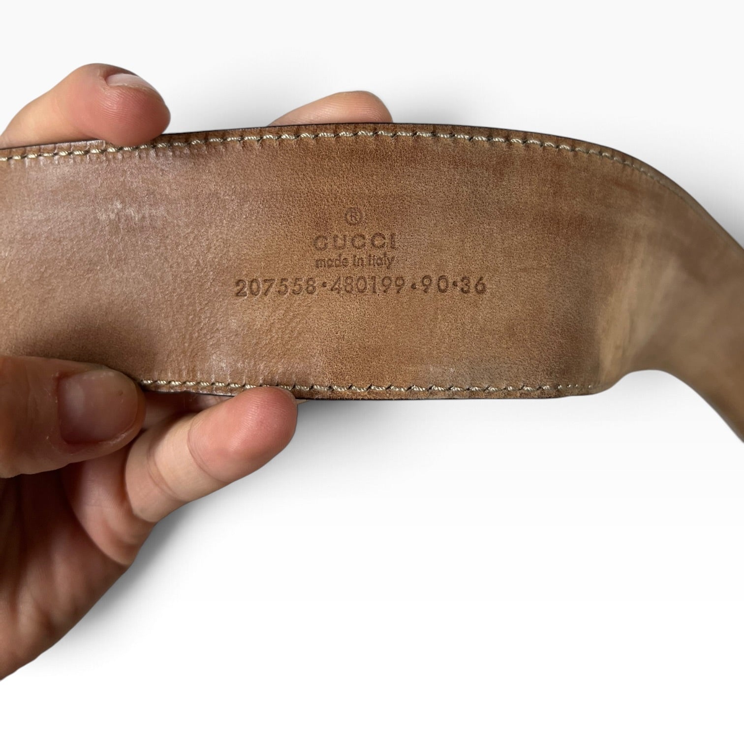GUCCI/Belt/Monogram/Leather/BEG/M's/COATED CANVAS DOUBLE PRONG view 3