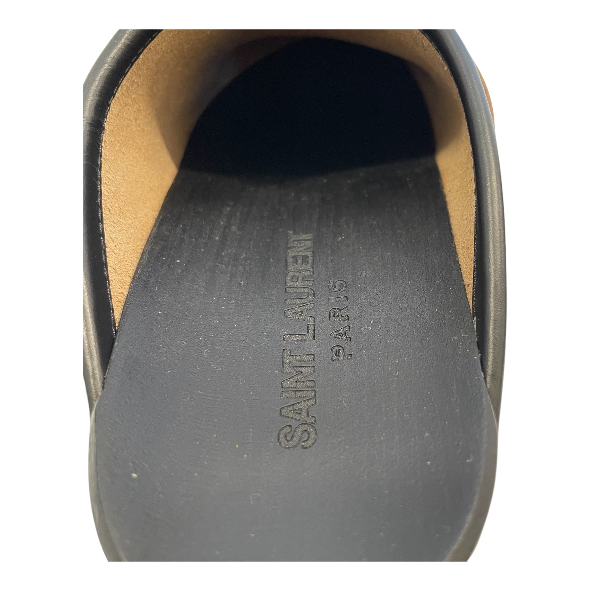 SAINT LAURENT/Dress Shoes/EU 37/Leather/BLK/clogs/gld buckle detail view 4