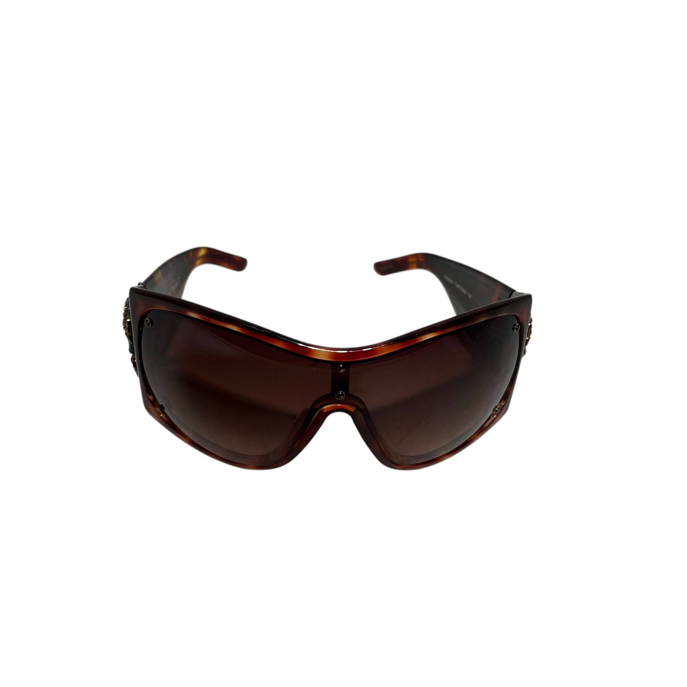Ed Hardy/Glasses/All Over Print/Tortoiseshell Pattern/BRW/L's/RHINESTONE SKULL view 1