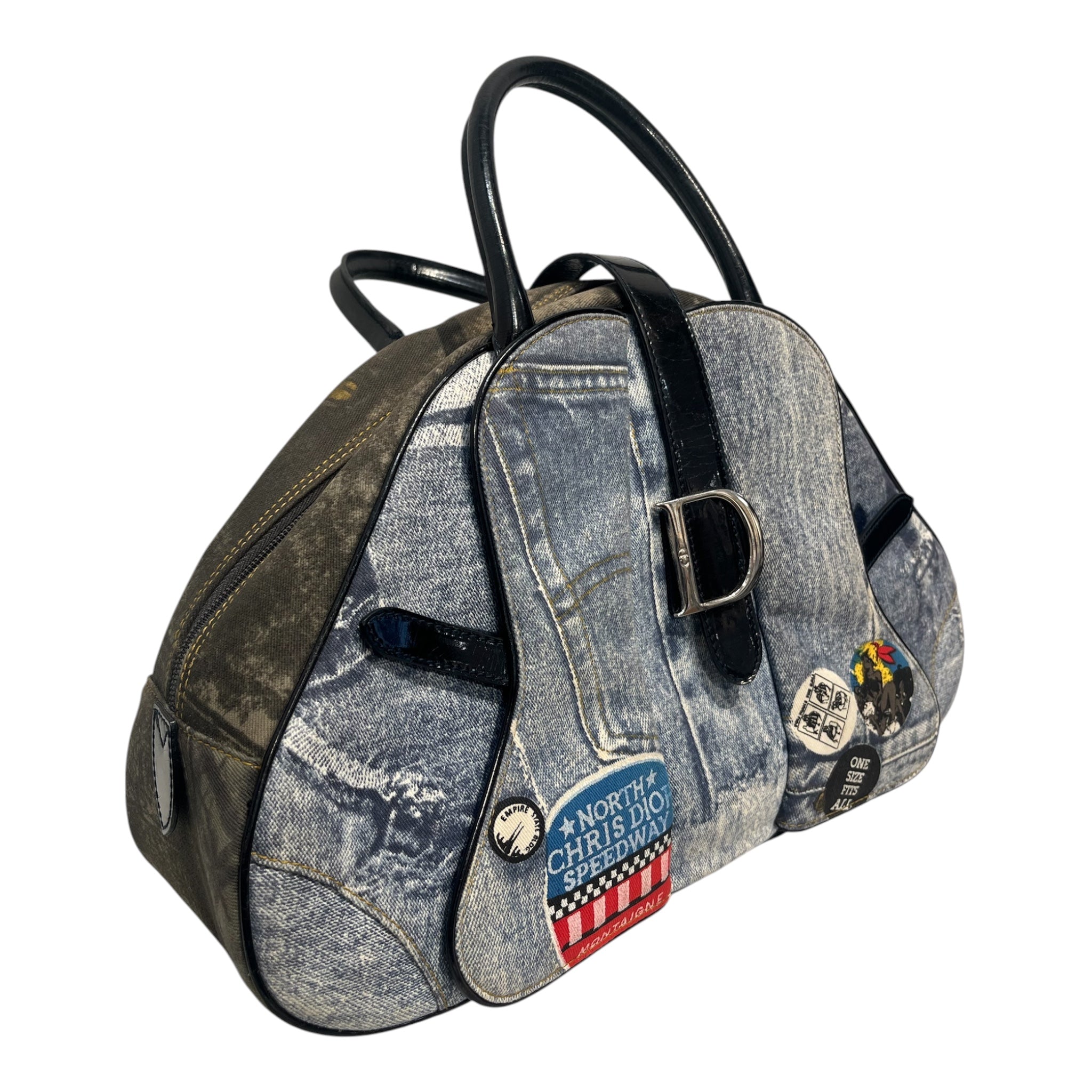 Christian Dior/Hand Bag/All Over Print/Cotton/BLU/SPEEDWAY DENIM SADDLE BOWLER view 6