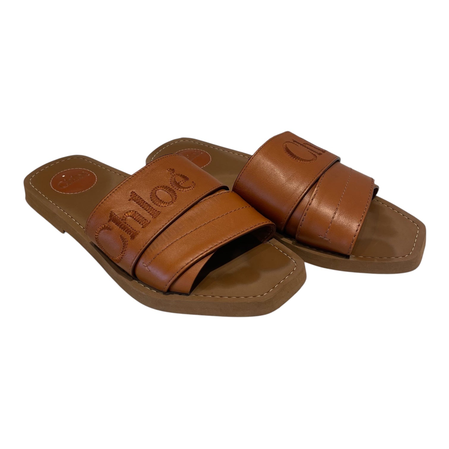 Chloe/Sandals/US 7.5/Leather/CML/WOODY LOGO/MULE SLIDES view 1