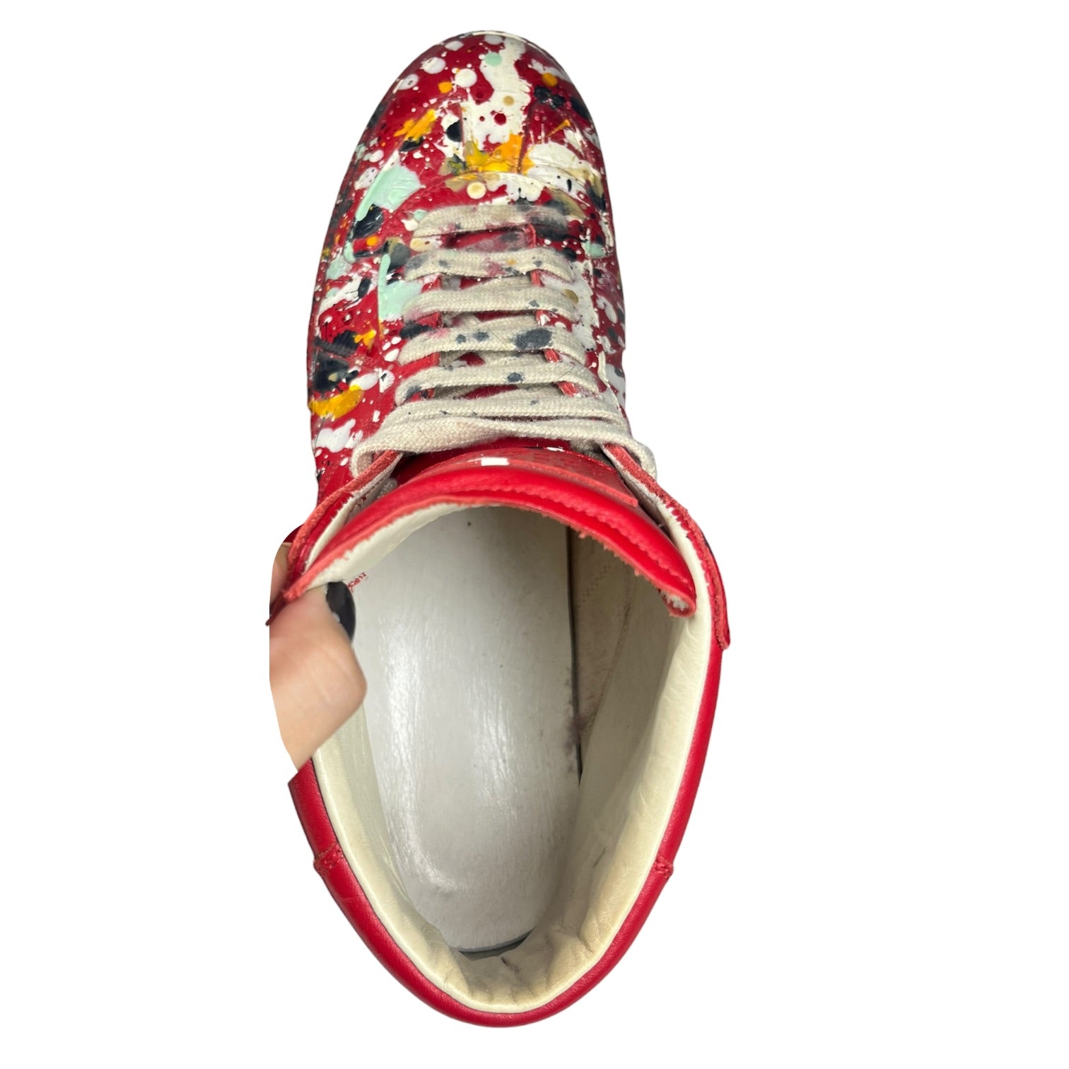 Maison Margiela/Hi-Sneakers/EU 43/Leather/RED/GAT Hi-Top Paint Splatter view 4