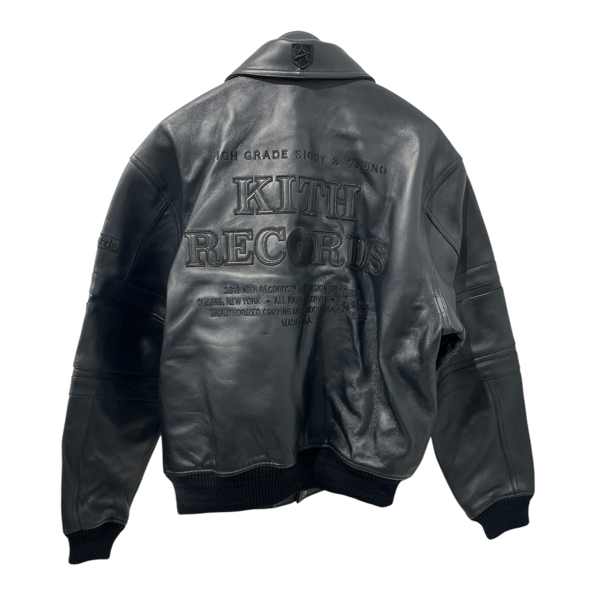 KITH/AVIREX/Leather Jkt/L/Leather/BLK/Graphic/KITH RECORDS SNAP/ZIPPER view 2