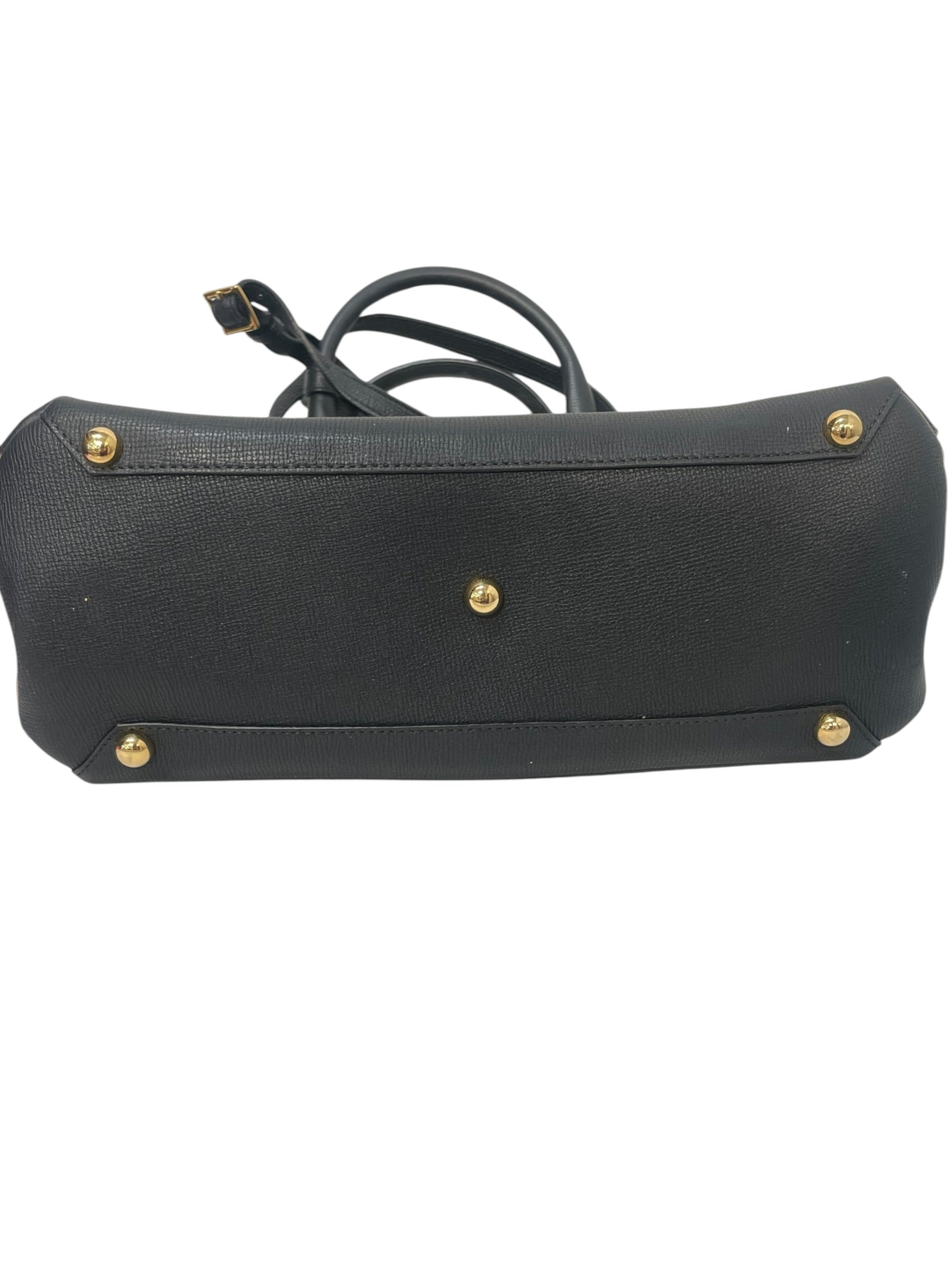 BURBERRY/Hand Bag/Leather/BLK/banner check sides view 3
