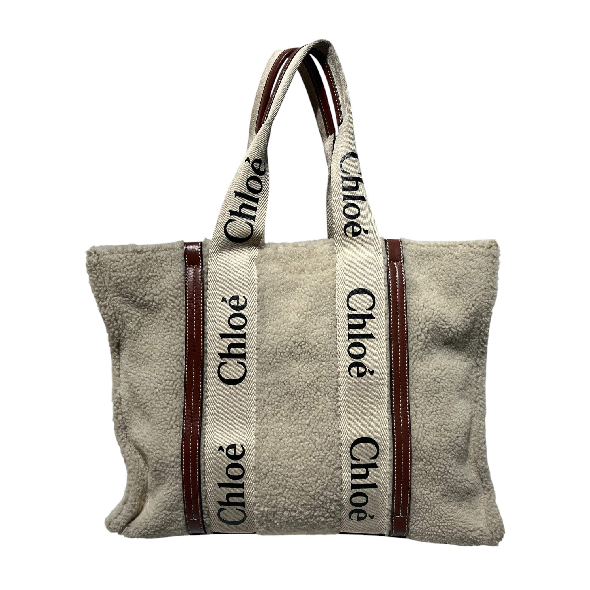 Chloe/Tote Bag/Wool/CRM/woody view 3